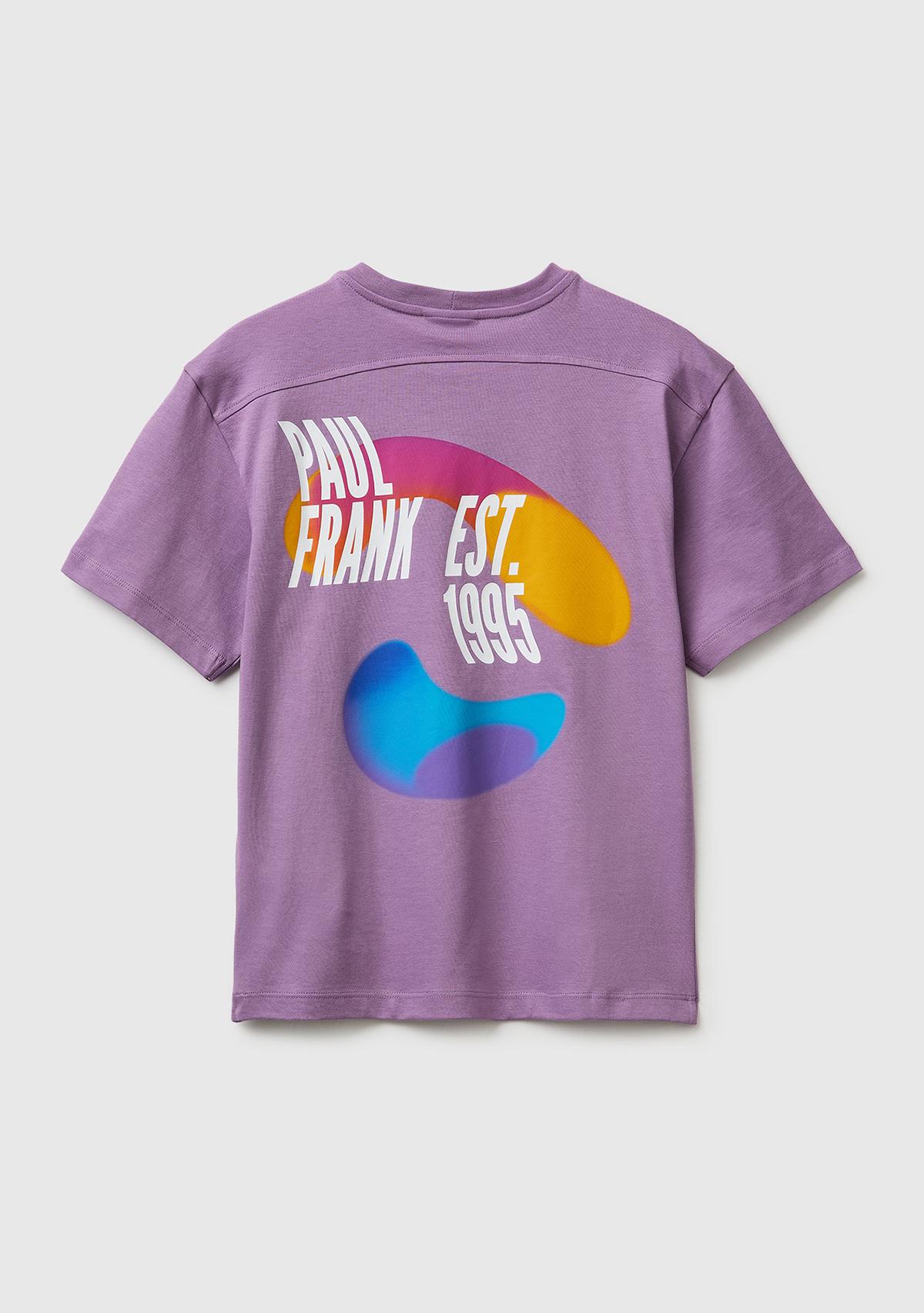 Erkek Çocuk Lavanta Önü ve Arkası Baskılı Etek Ucu Logolu Bisiklet Yaka T-Shirt