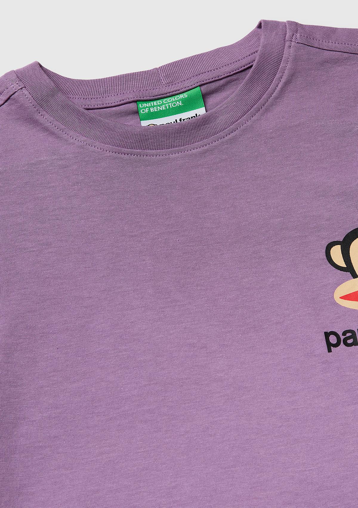 Erkek Çocuk Lavanta Önü ve Arkası Baskılı Etek Ucu Logolu Bisiklet Yaka T-Shirt