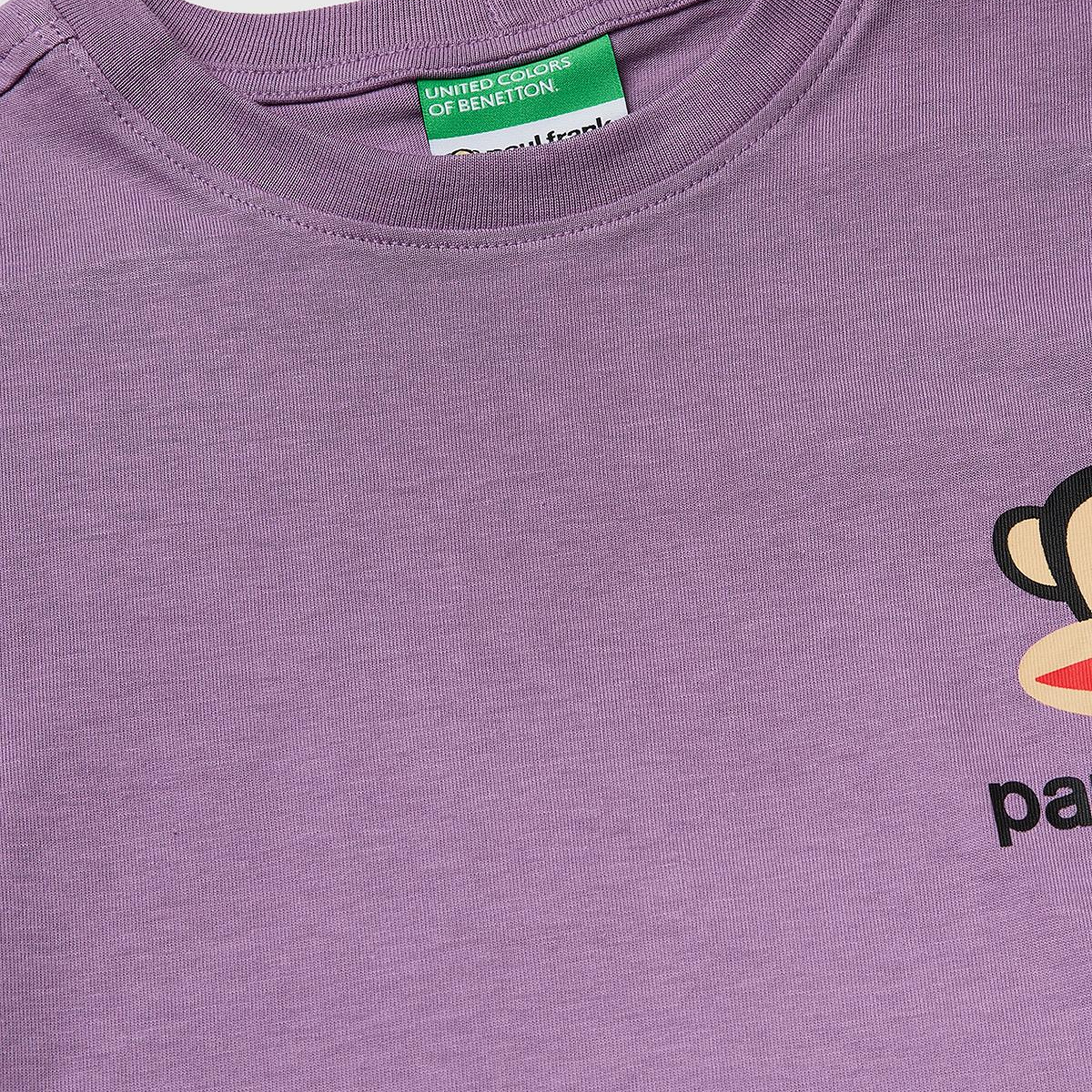 Erkek Çocuk Lavanta Önü ve Arkası Baskılı Etek Ucu Logolu Bisiklet Yaka T-Shirt
