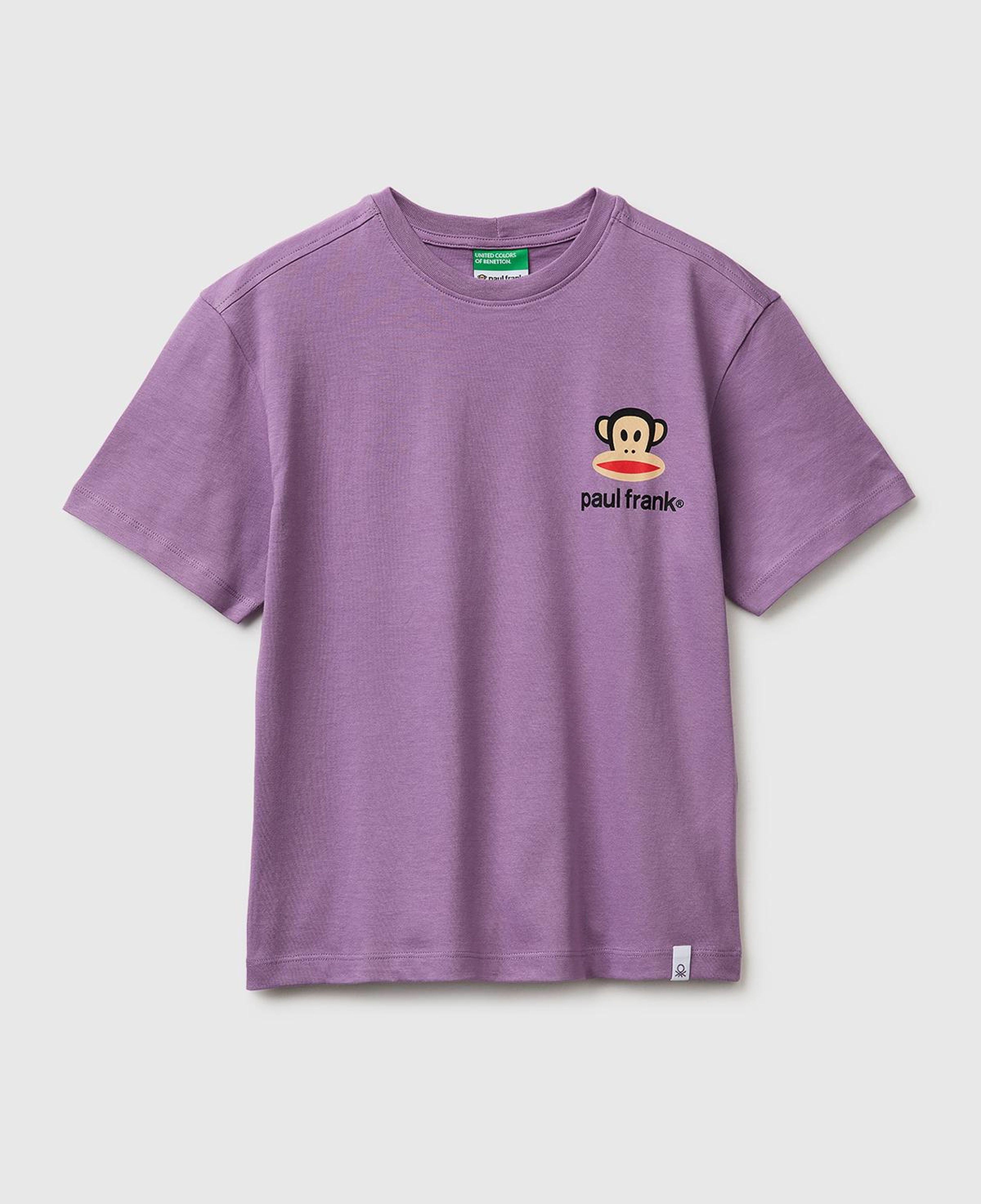 Erkek Çocuk Lavanta Önü ve Arkası Baskılı Etek Ucu Logolu Bisiklet Yaka T-Shirt