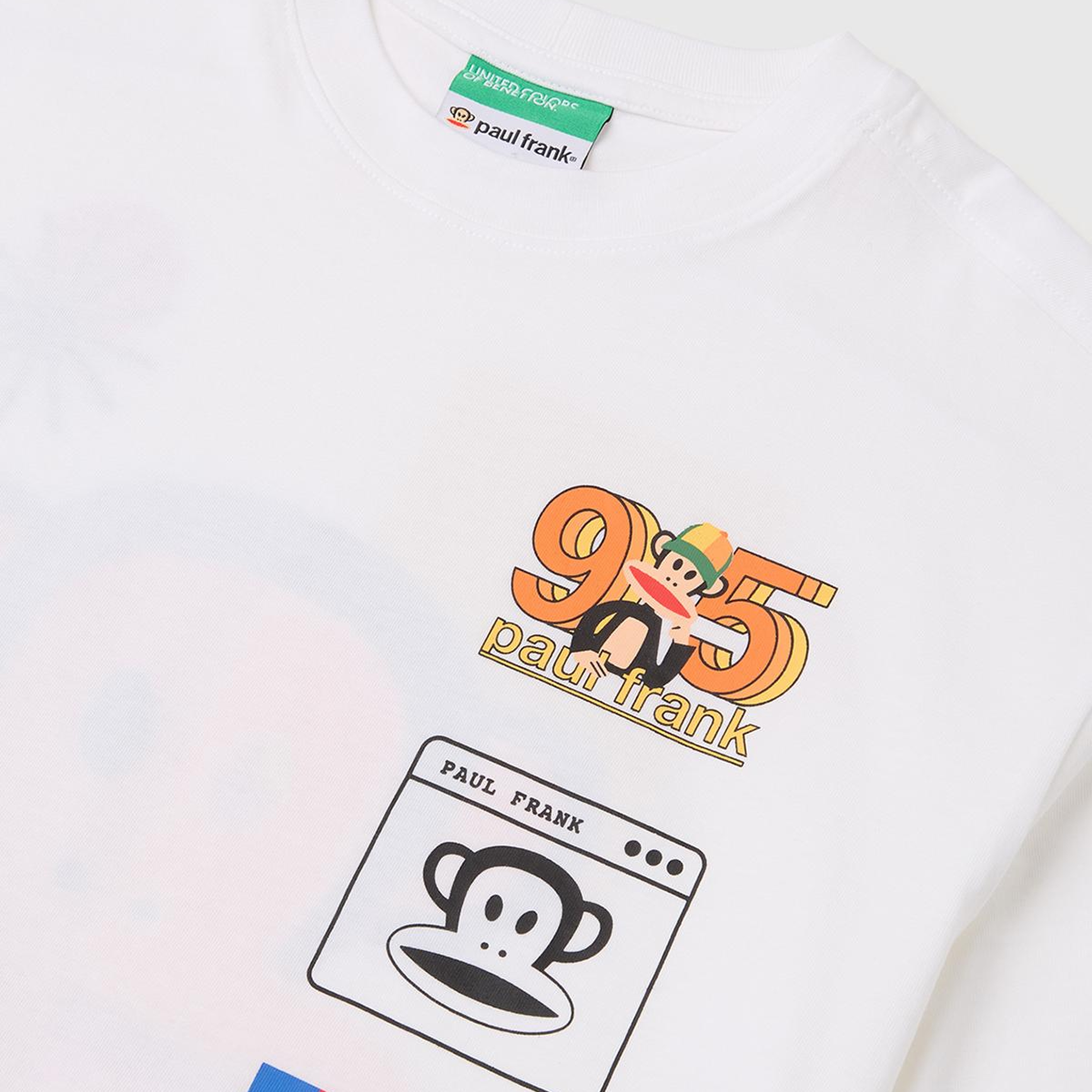 Erkek Çocuk Beyaz Önü ve Arkası Baskılı Etek Ucu Logolu Bisiklet Yaka T-Shirt