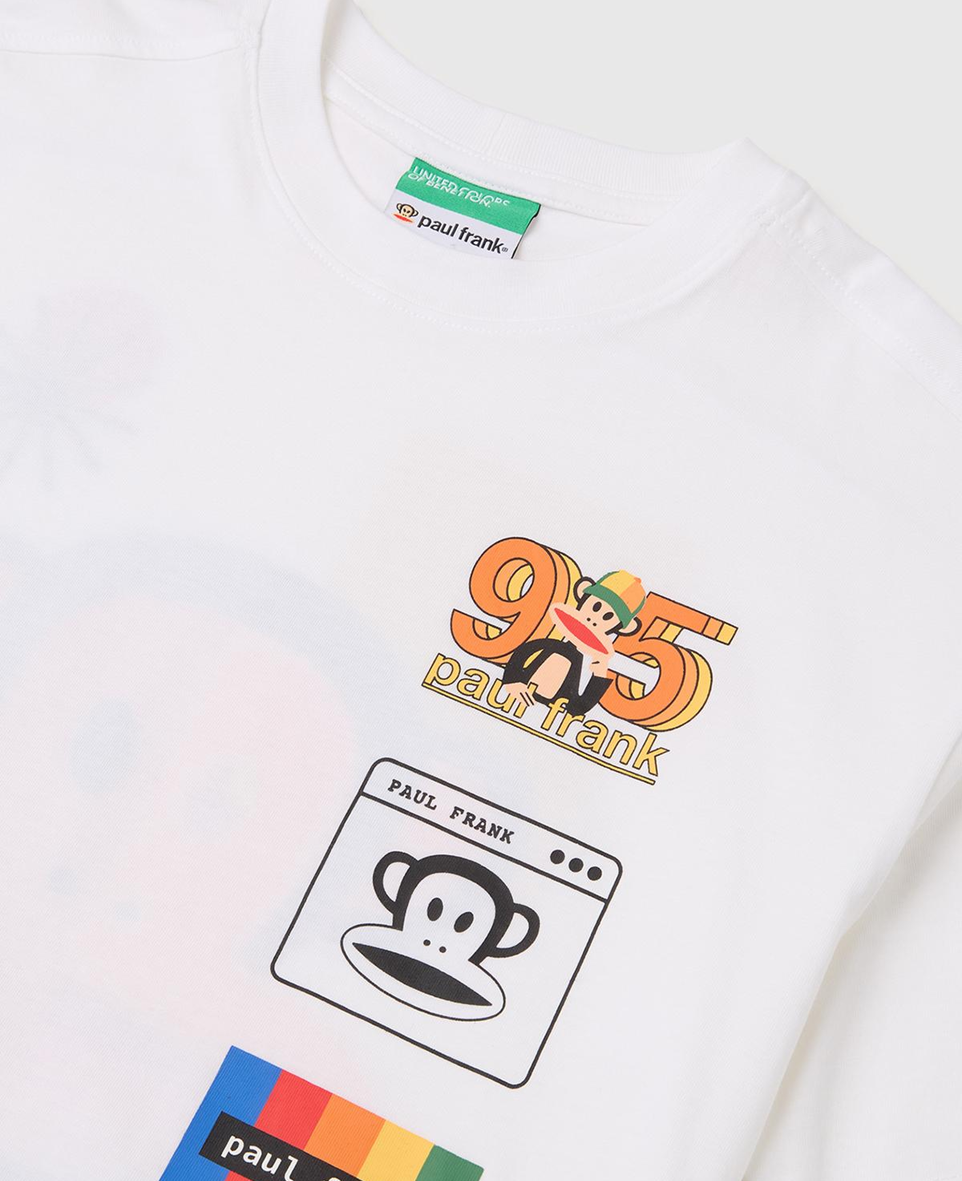 Erkek Çocuk Beyaz Önü ve Arkası Baskılı Etek Ucu Logolu Bisiklet Yaka T-Shirt