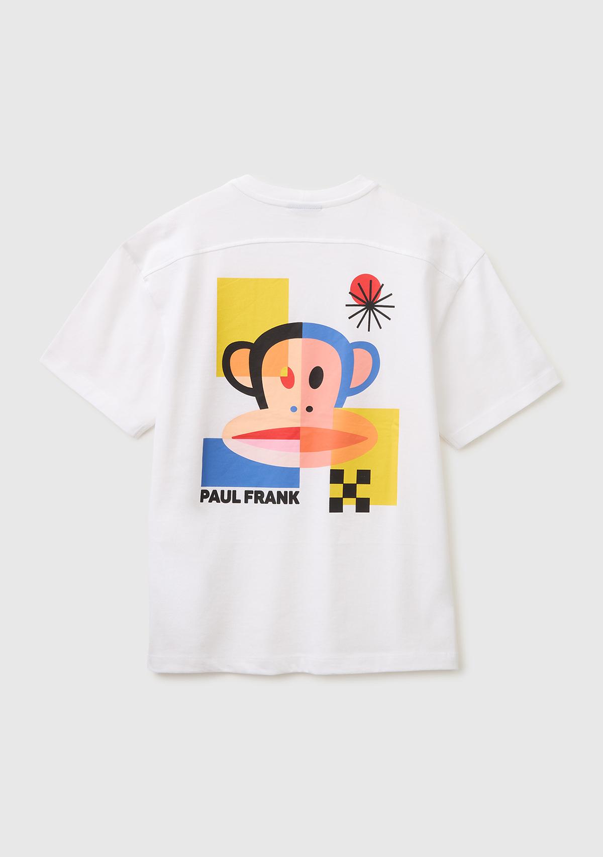 Erkek Çocuk Beyaz Önü ve Arkası Baskılı Etek Ucu Logolu Bisiklet Yaka T-Shirt