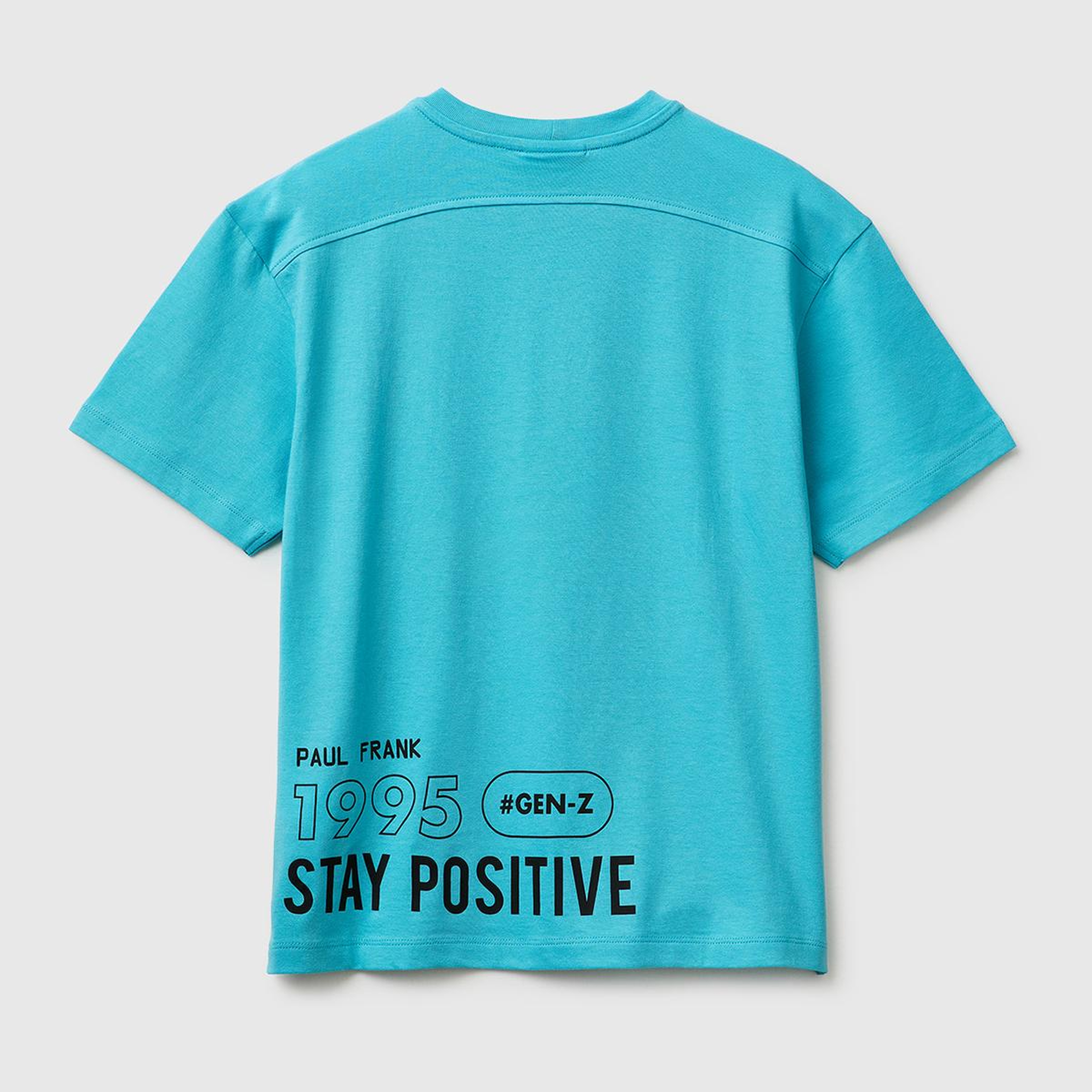 Erkek Çocuk Açık Mavi Önü ve Arkası Baskılı Etek Ucu Logolu Bisiklet Yaka T-Shirt