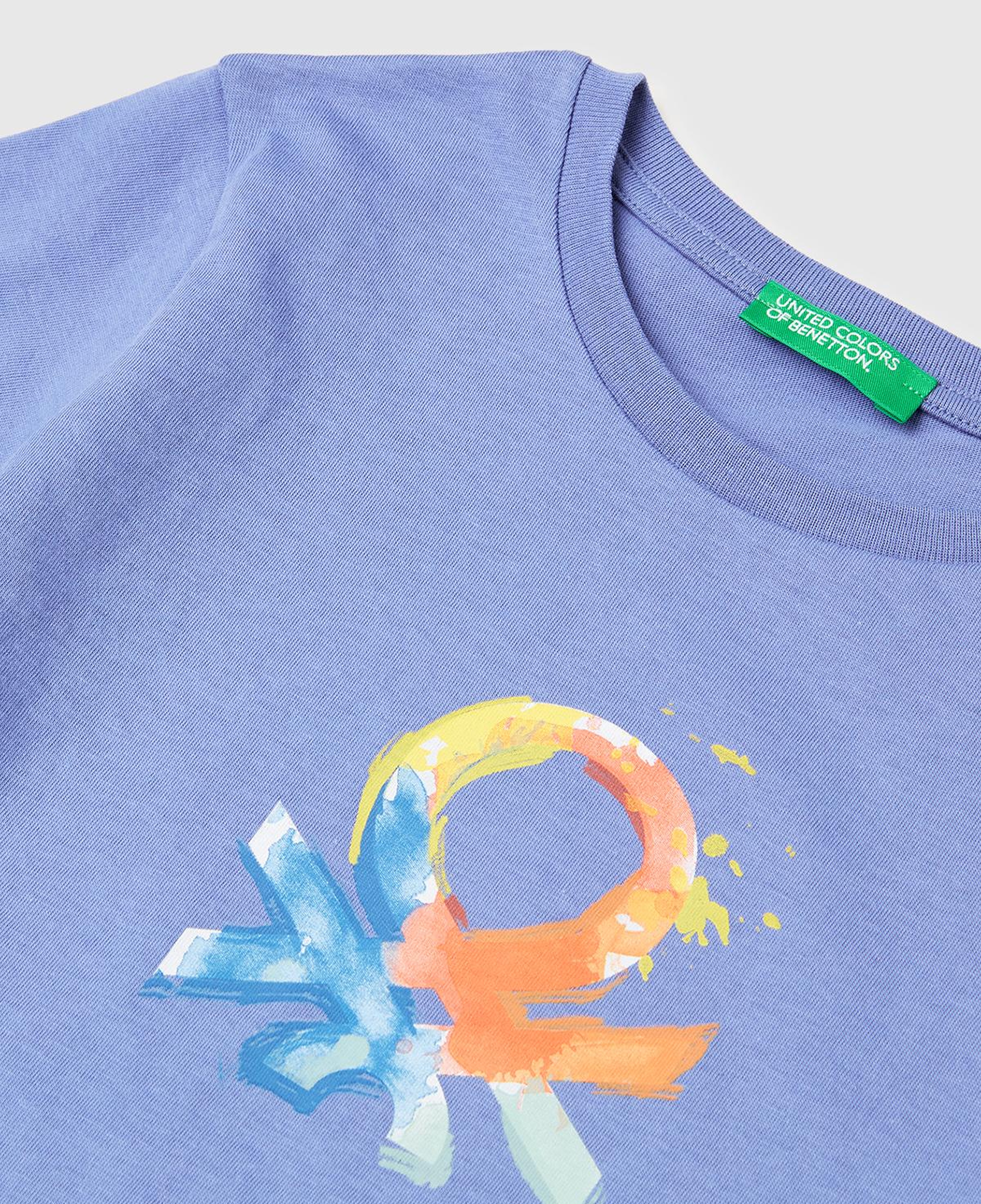 Erkek Çocuk Havacı Mavi Önü Logo Baskılı Yuvarlak Yaka T-Shirt