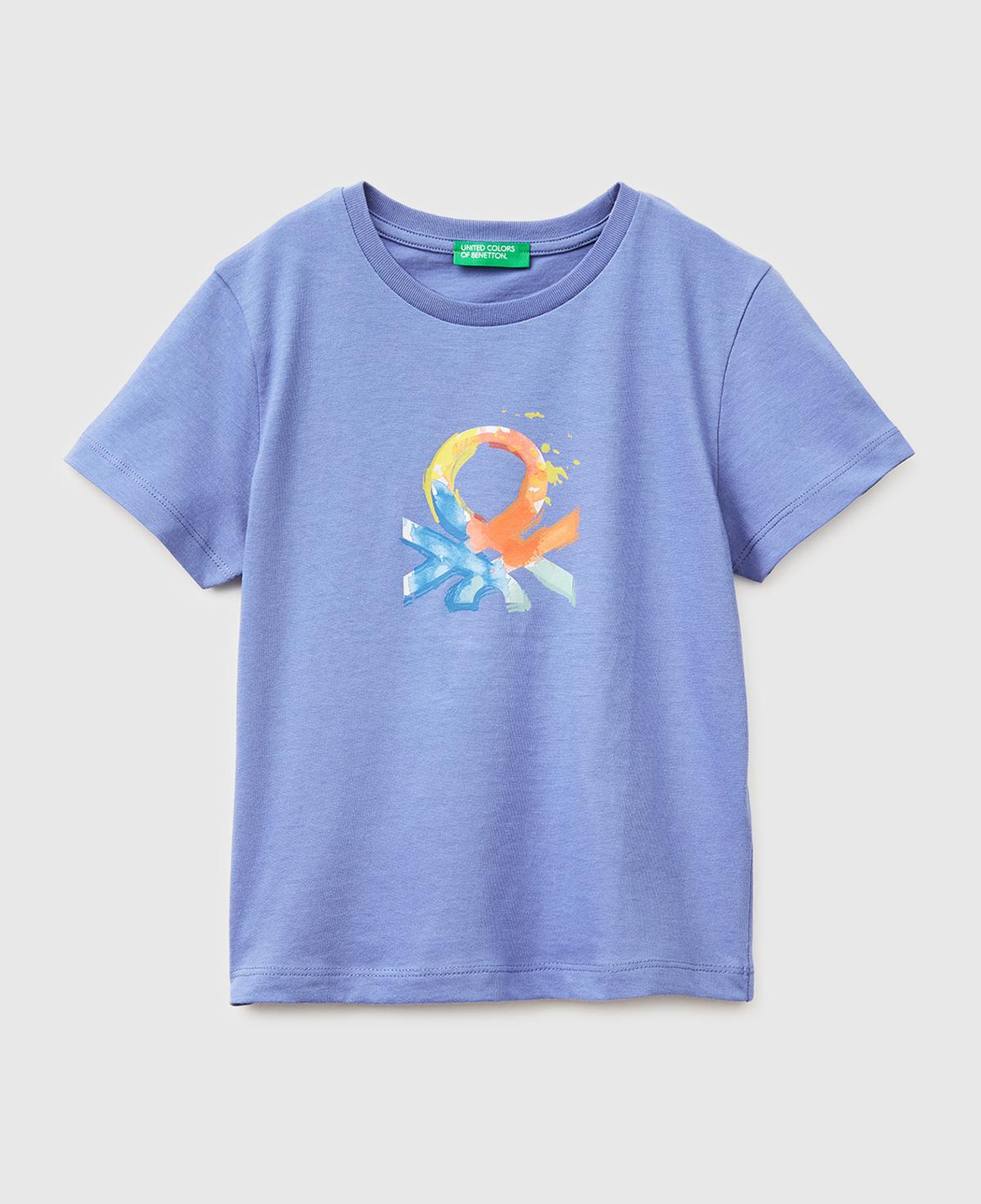 Erkek Çocuk Havacı Mavi Önü Logo Baskılı Yuvarlak Yaka T-Shirt