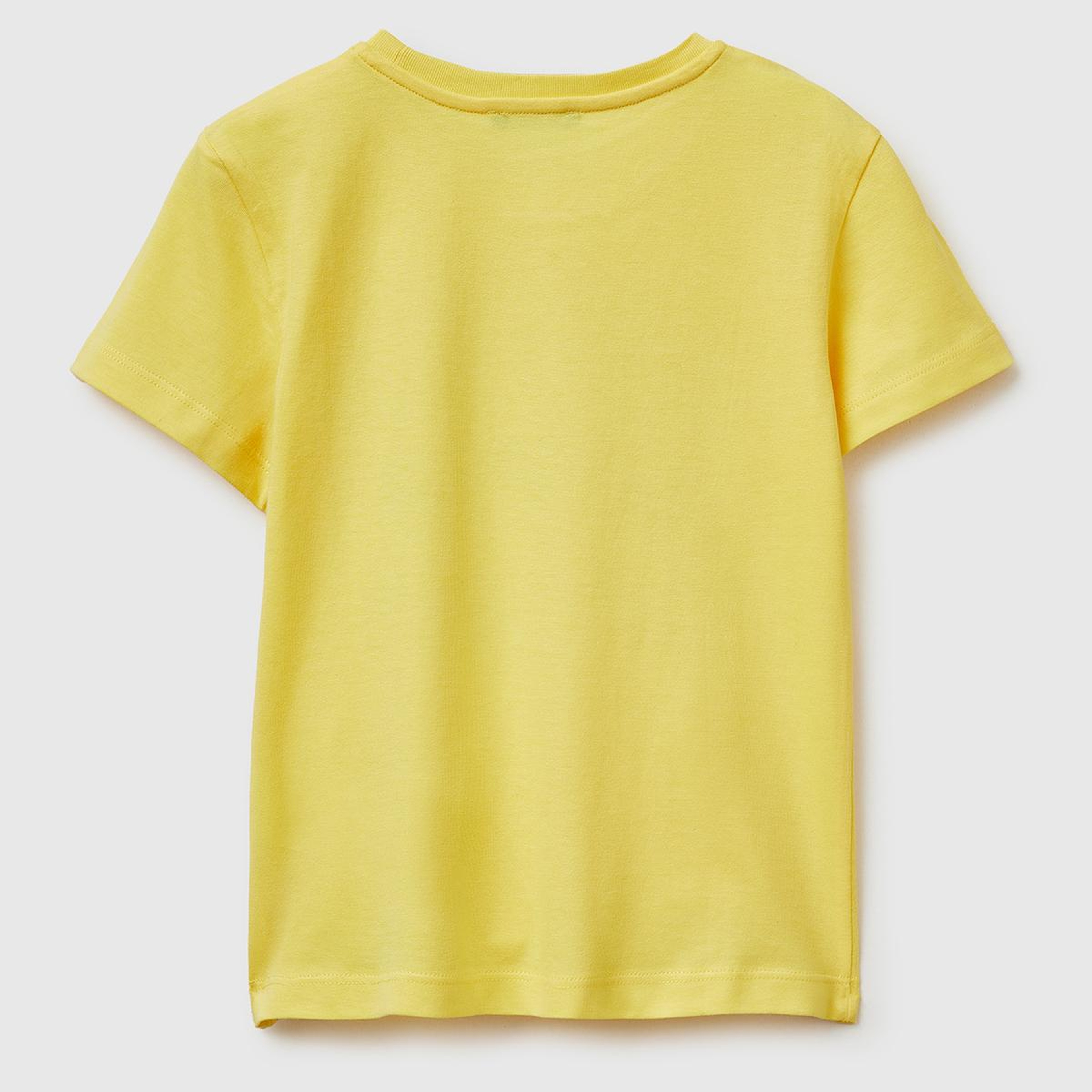 Erkek Çocuk Sarı Önü Logo Baskılı Yuvarlak Yaka T-Shirt