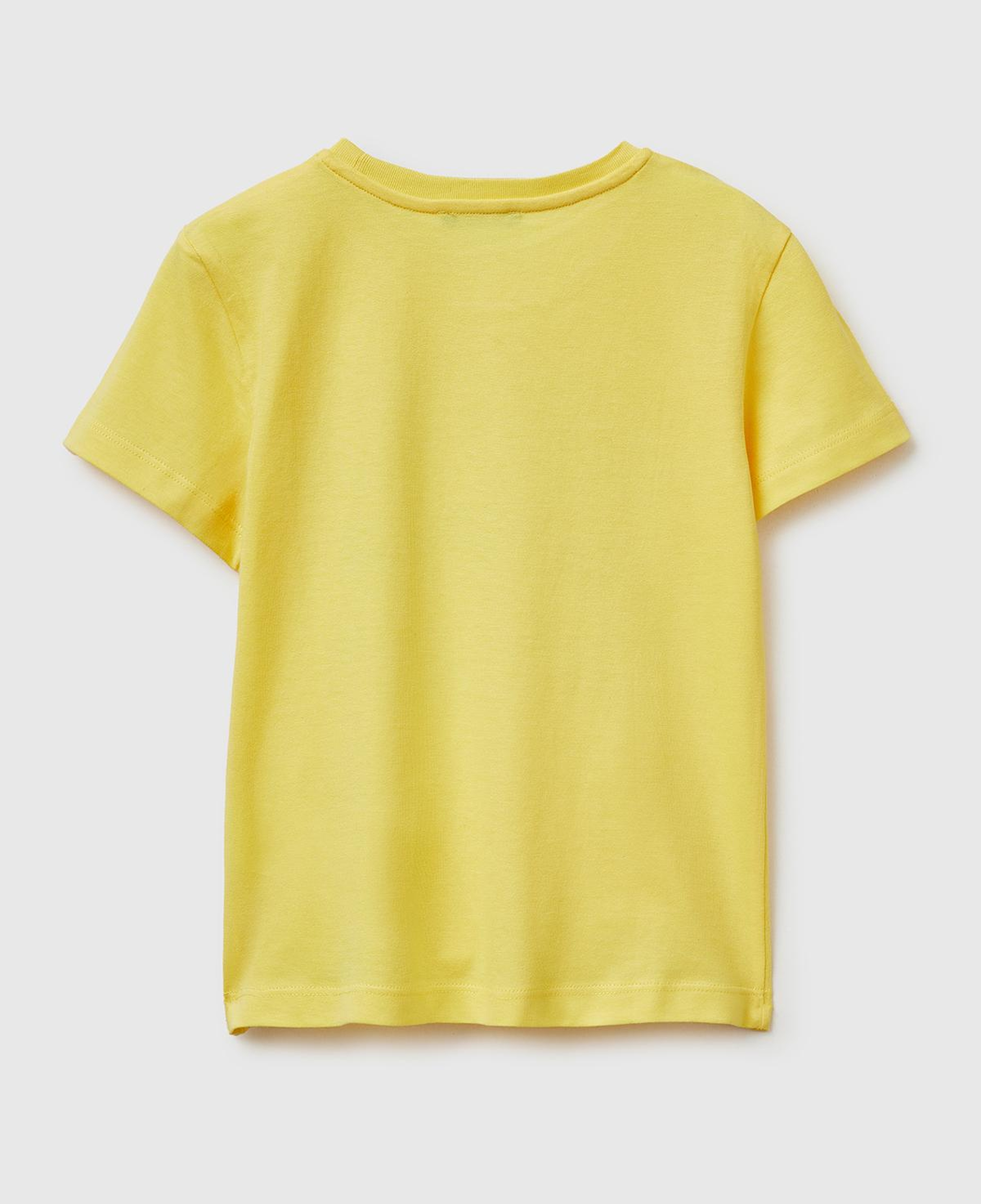 Erkek Çocuk Sarı Önü Logo Baskılı Yuvarlak Yaka T-Shirt