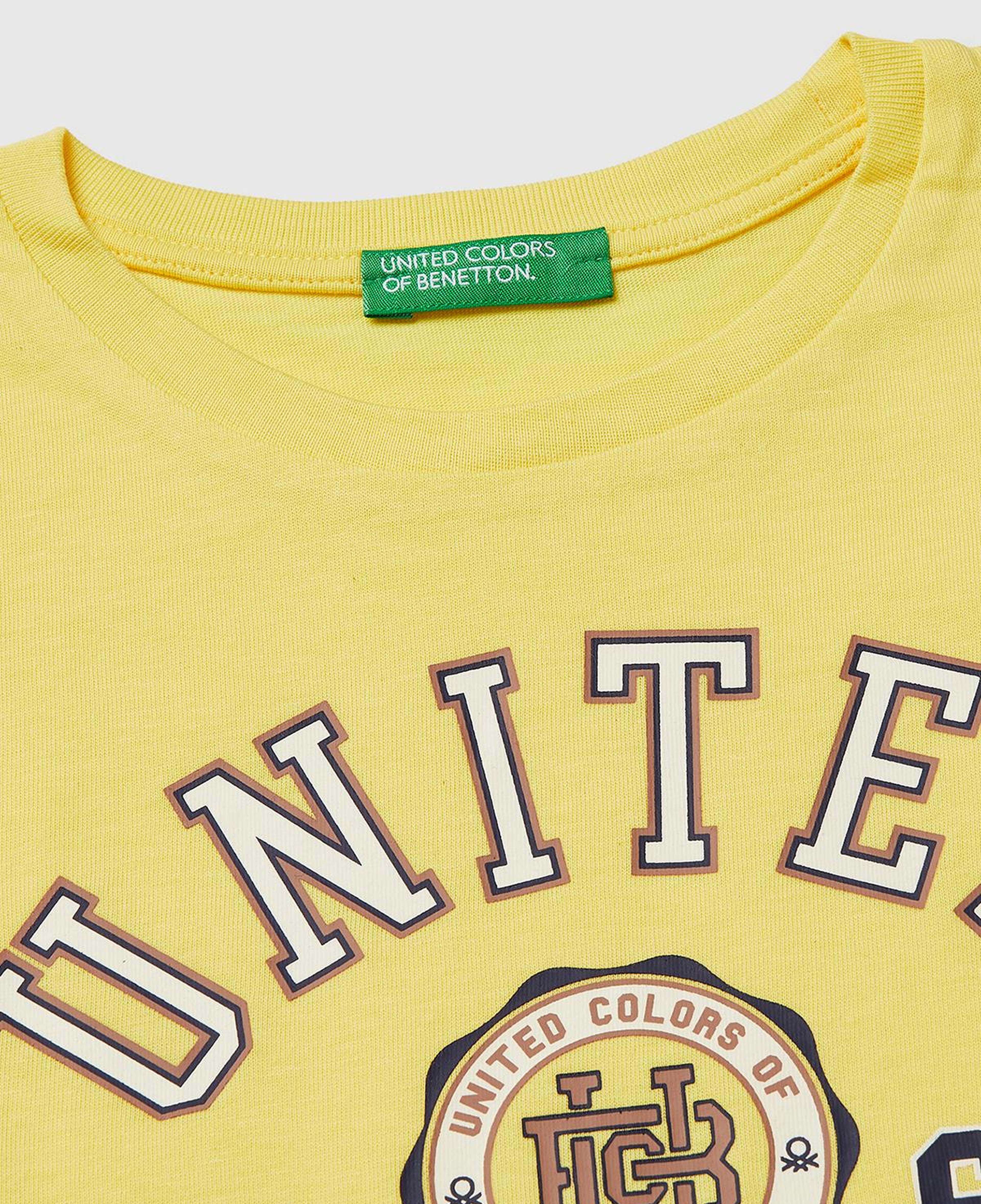 Erkek Çocuk Sarı Önü Logo Baskılı Yuvarlak Yaka T-Shirt