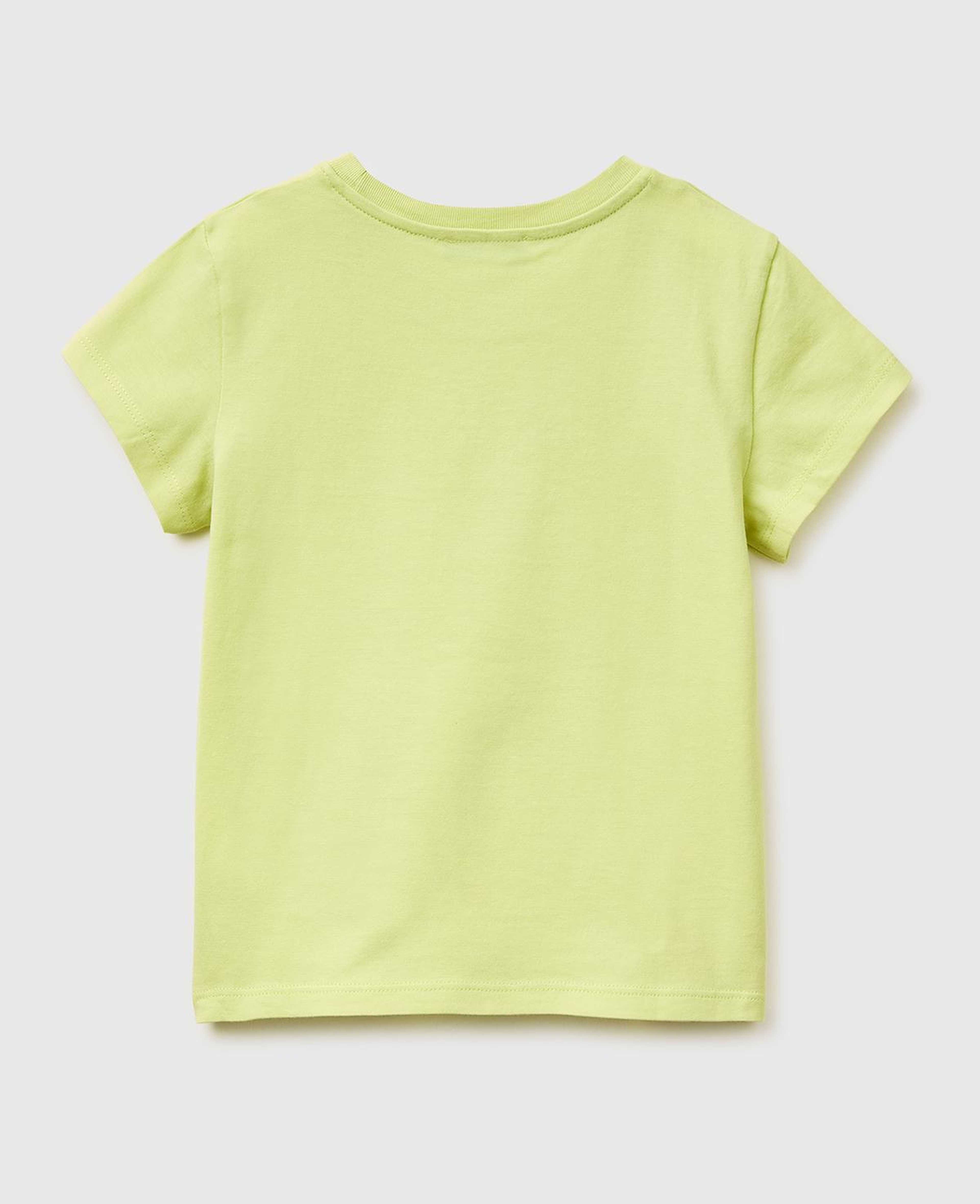 Kız Çocuk Sarı Simli Grafik Baskılı Kısa Kollu Ribanalı Yaka T-Shirt