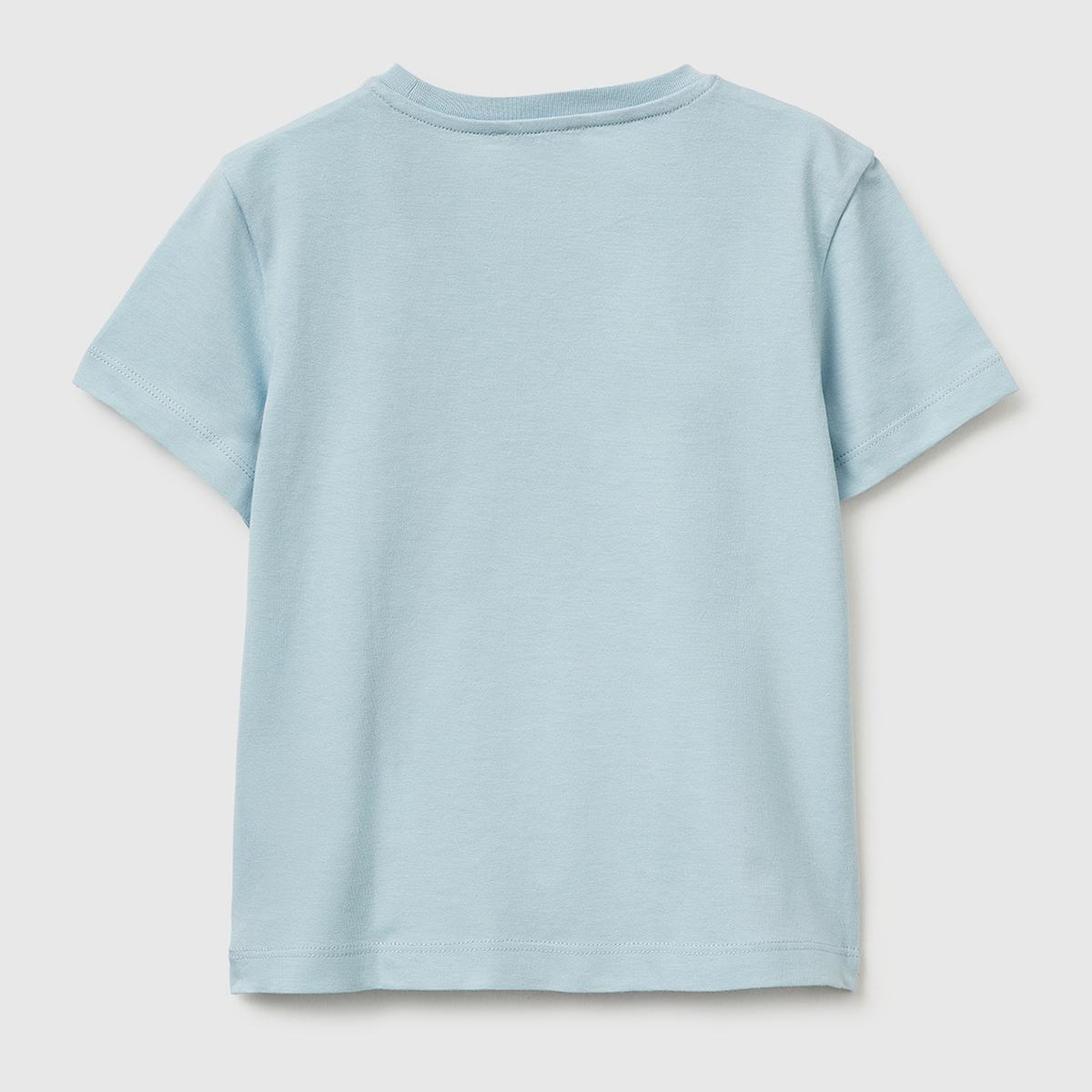 Erkek Çocuk Buz Mavisi Önü Logo Baskılı Yuvarlak Yaka T-Shirt