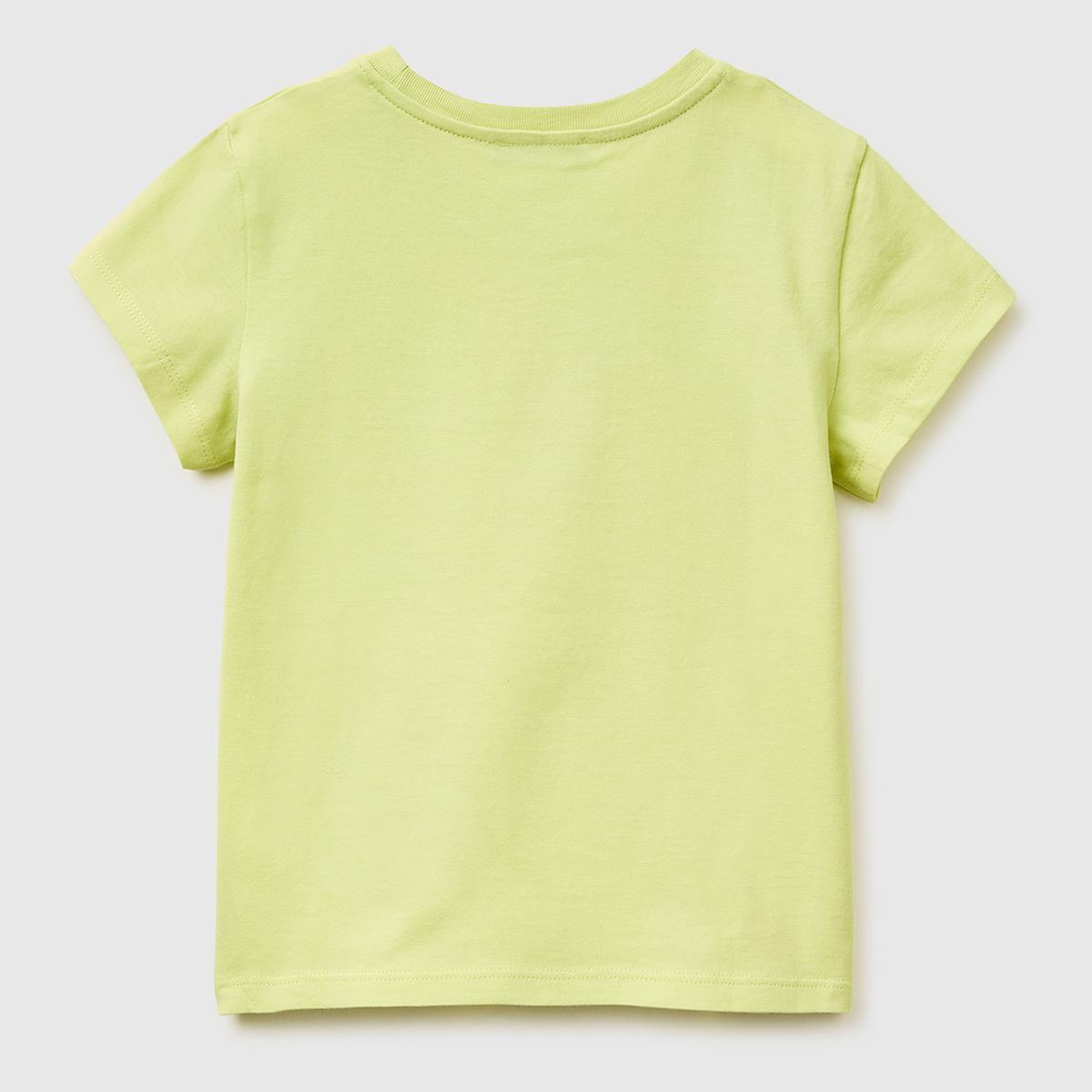 Kız Çocuk Sarı Simli Grafik Baskılı Kısa Kollu Ribanalı Yaka T-Shirt
