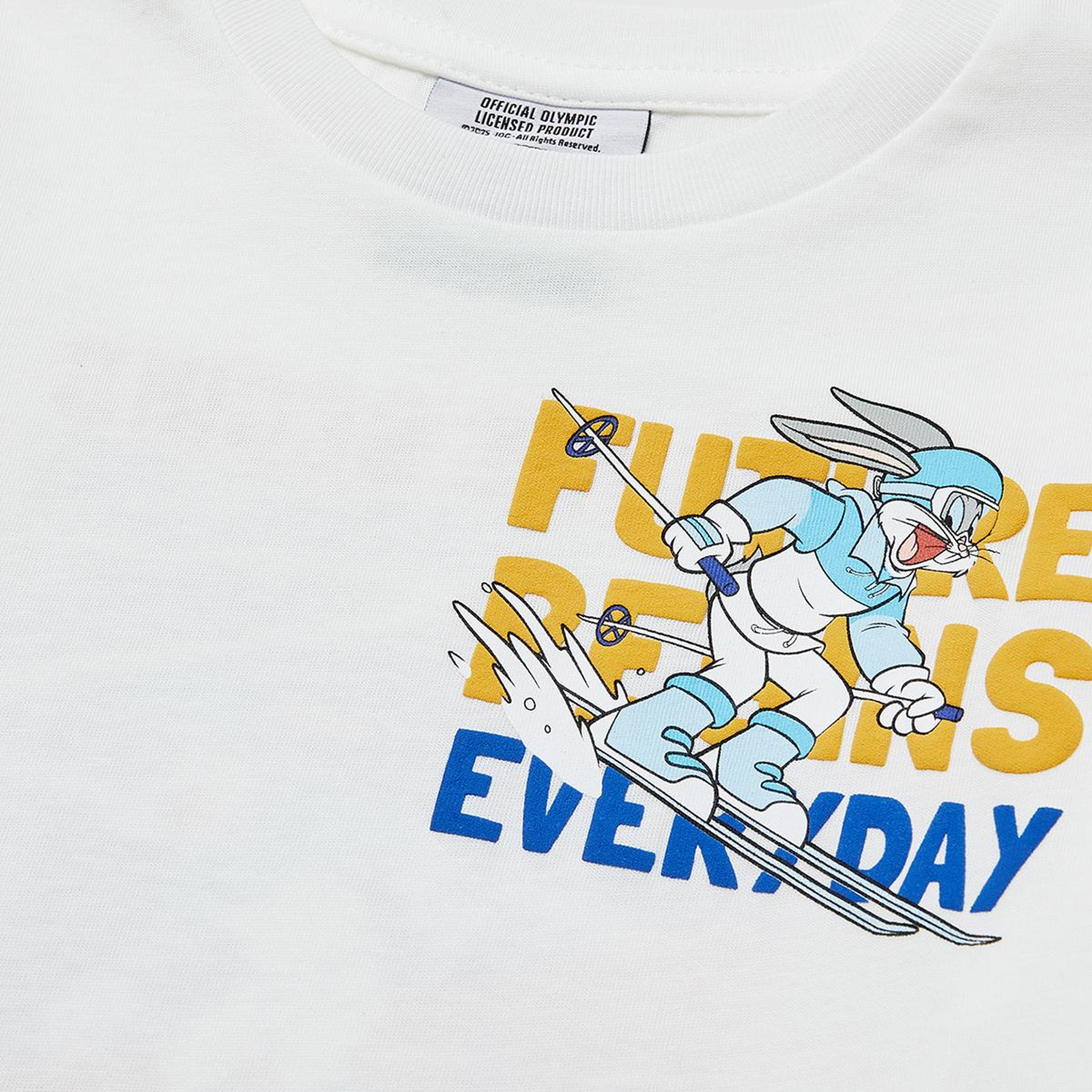 Erkek Çocuk Beyaz Önü ve Arkası Baskı Detaylı Bisiklet Yaka Uzun Kollu T-Shirt