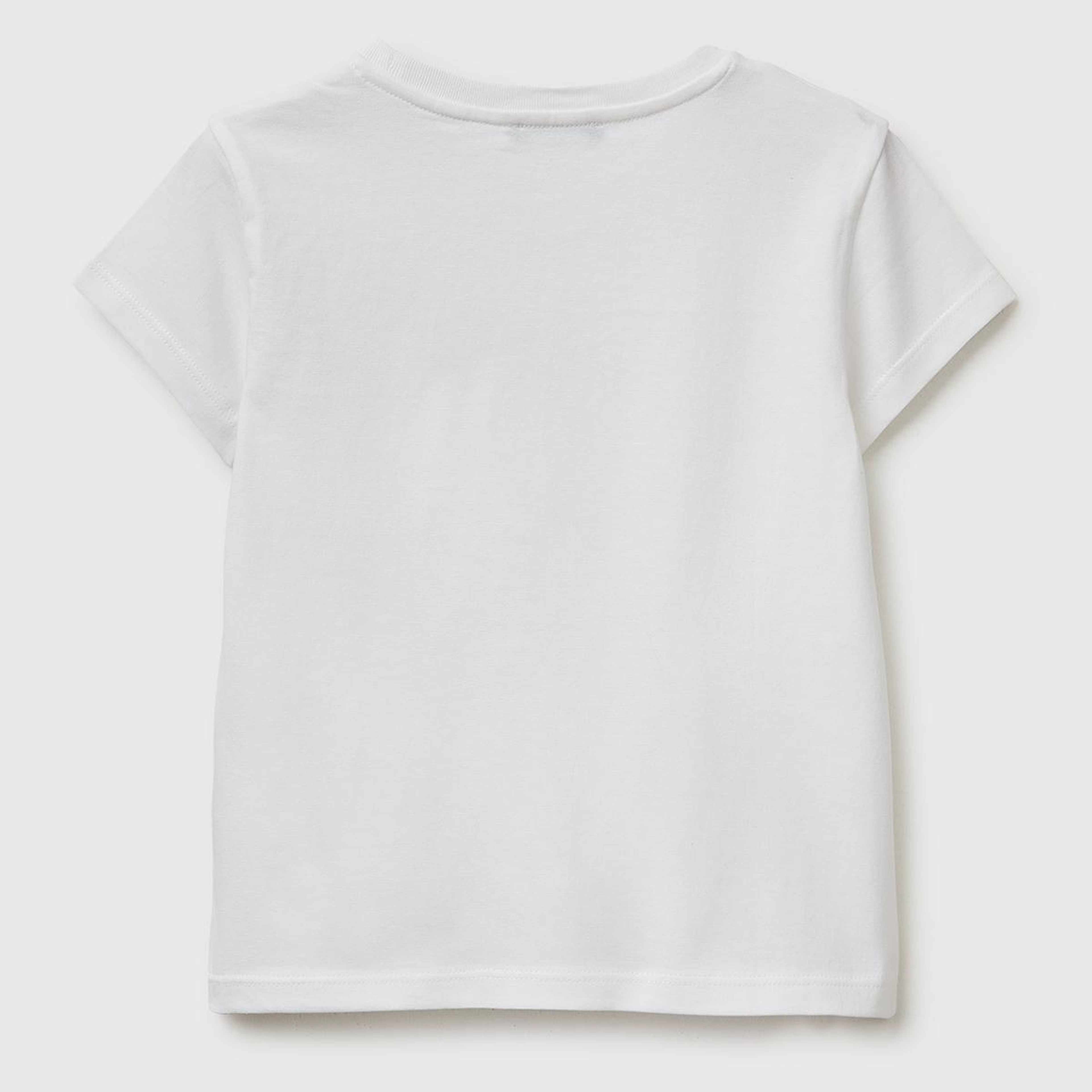 Kız Çocuk Ekru Simli Su Bazlı Baskılı Bisiklet Yaka T-Shirt