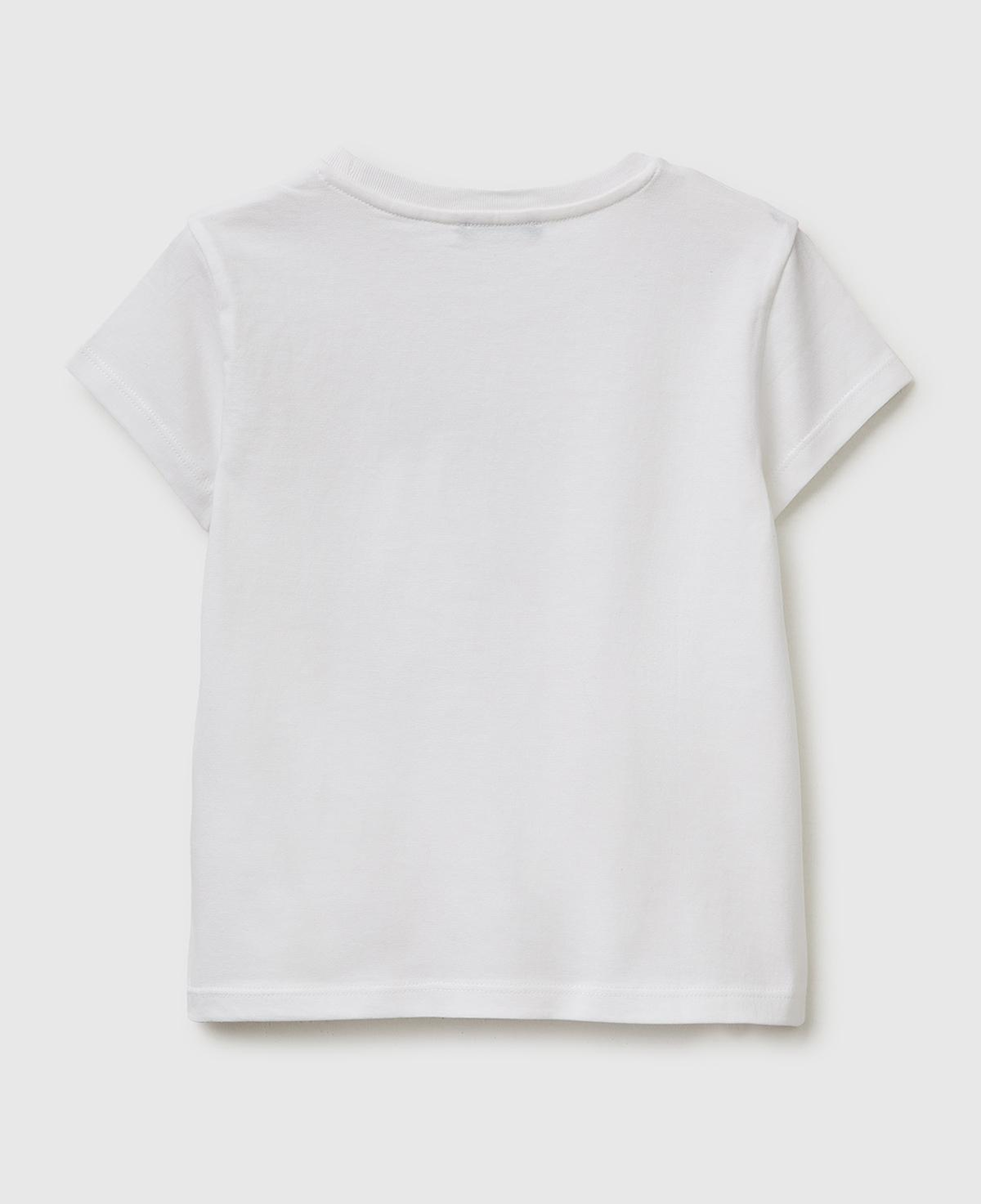 Kız Çocuk Ekru Simli Su Bazlı Baskılı Bisiklet Yaka T-Shirt
