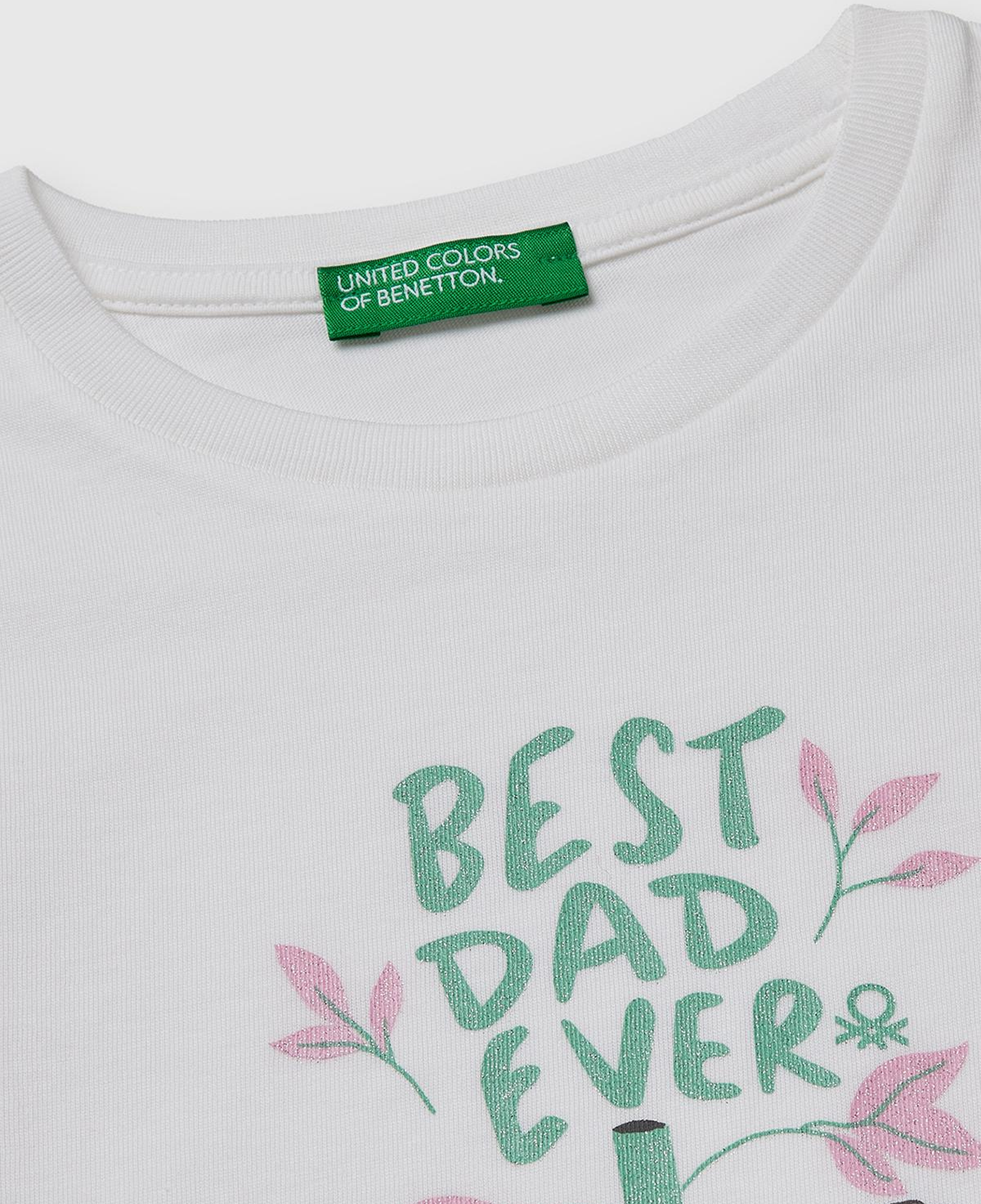 Kız Çocuk Ekru Simli Su Bazlı Baskılı Bisiklet Yaka T-Shirt