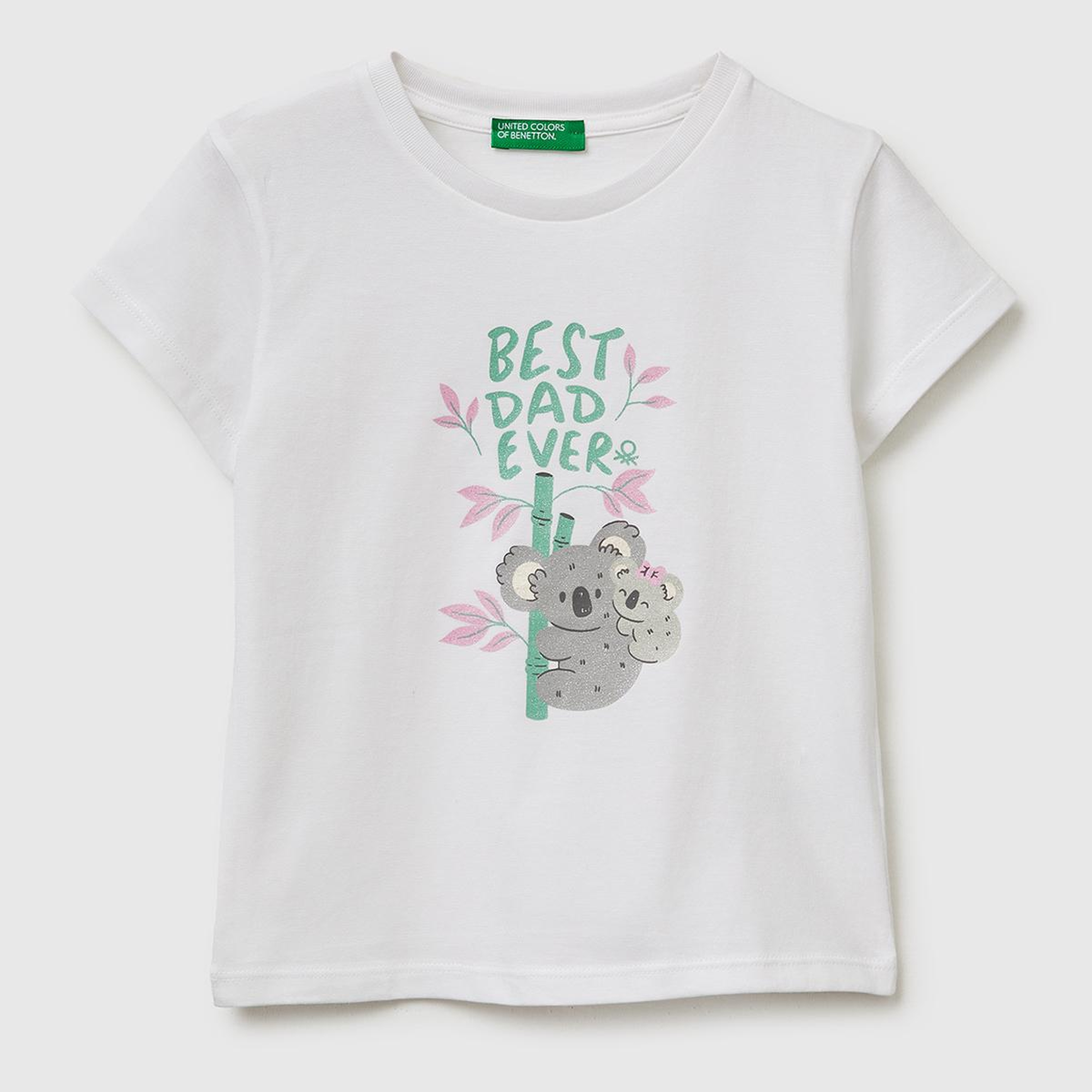 Kız Çocuk Ekru Simli Su Bazlı Baskılı Bisiklet Yaka T-Shirt