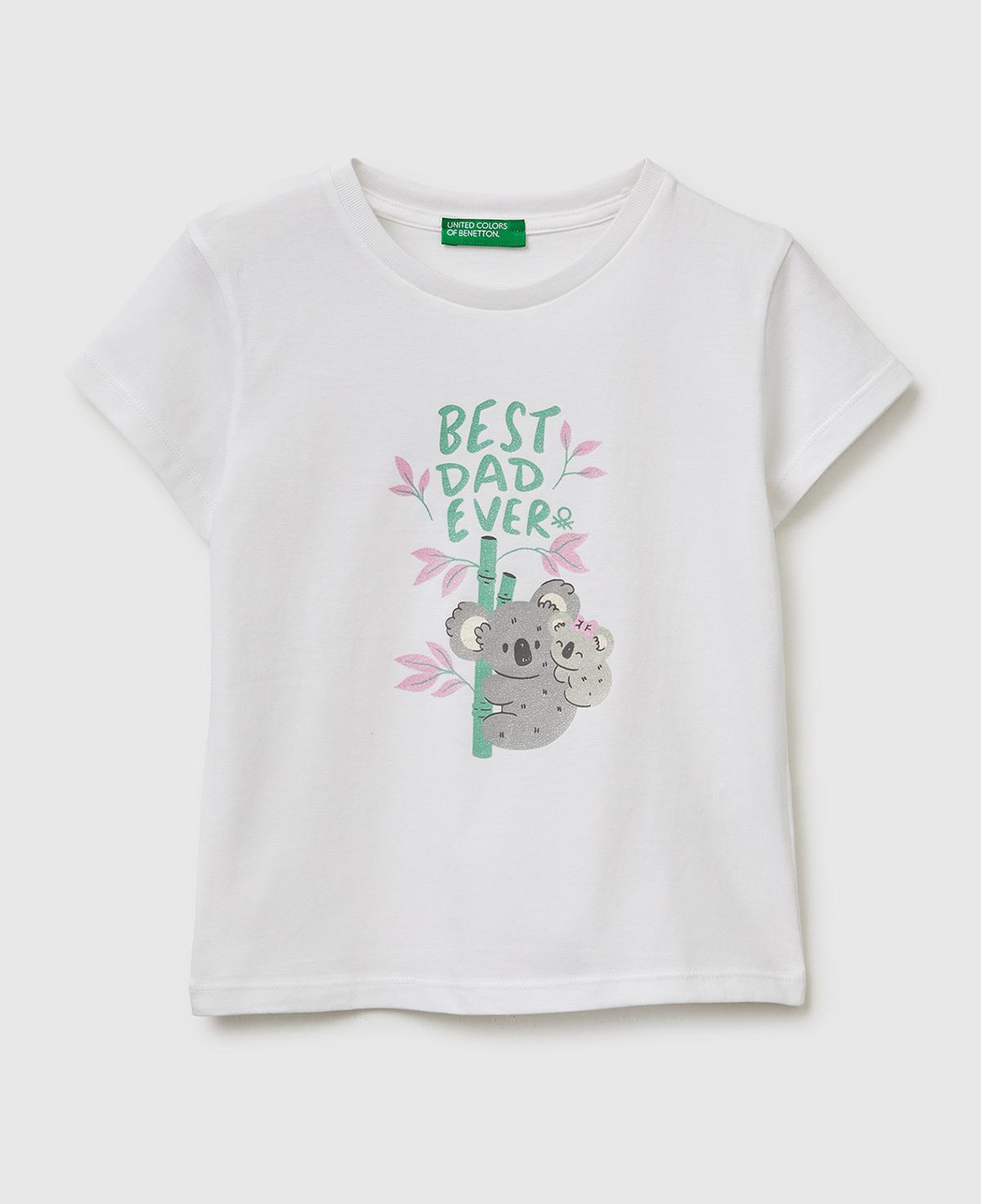 Kız Çocuk Ekru Simli Su Bazlı Baskılı Bisiklet Yaka T-Shirt