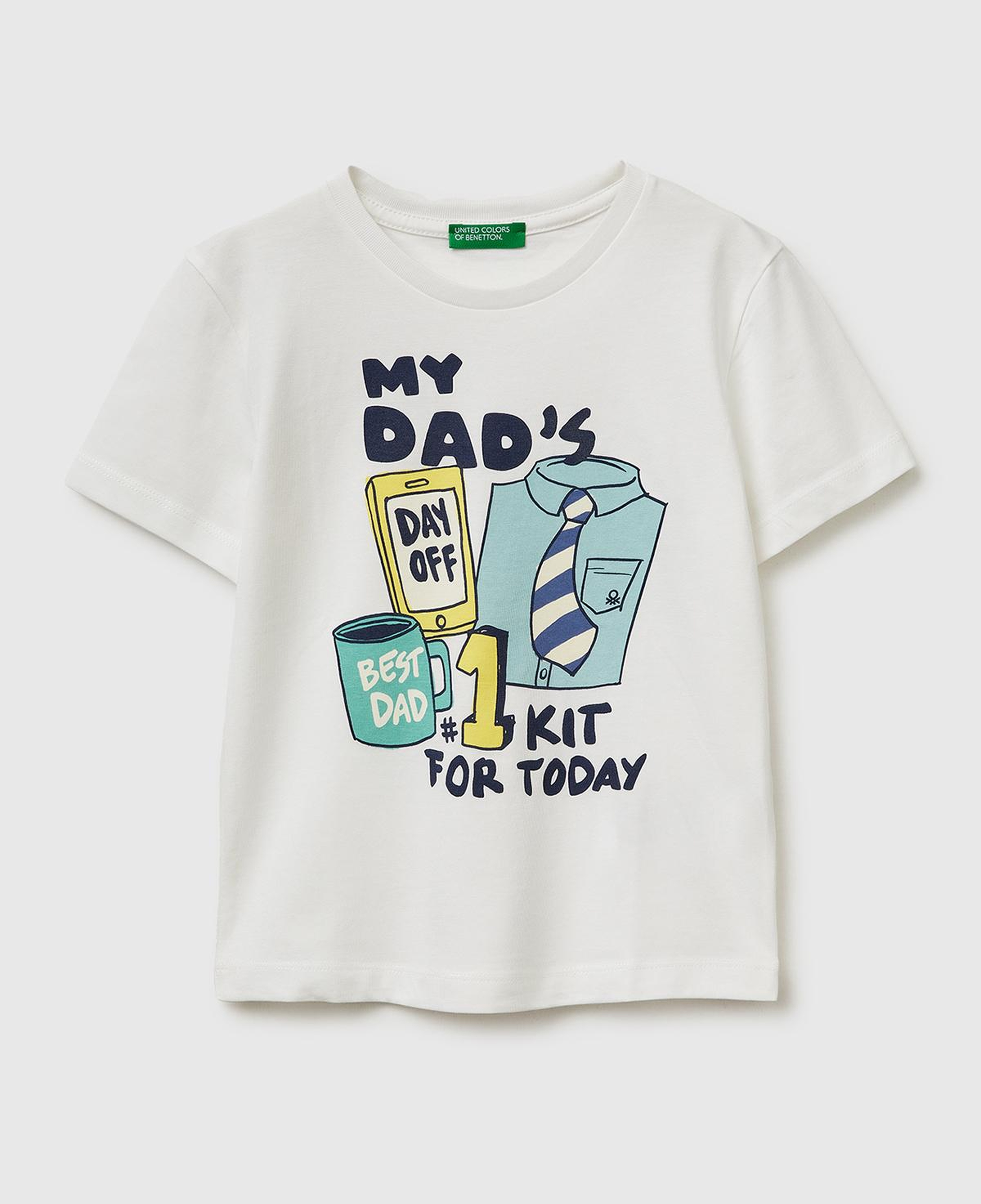 Erkek Çocuk Beyaz Çok Renkli Baskılı Bisiklet Yaka T-Shirt