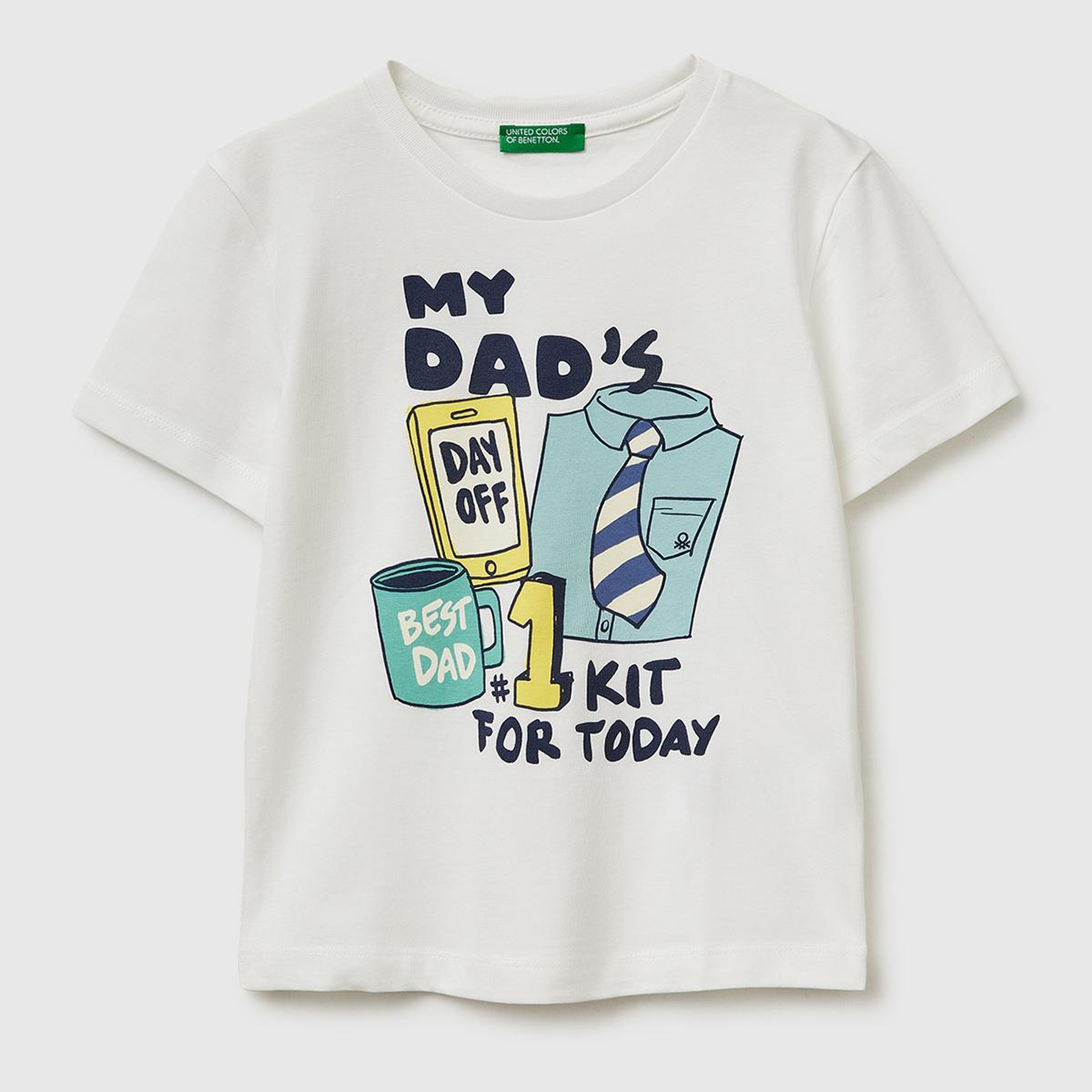 Erkek Çocuk Beyaz Çok Renkli Baskılı Bisiklet Yaka T-Shirt