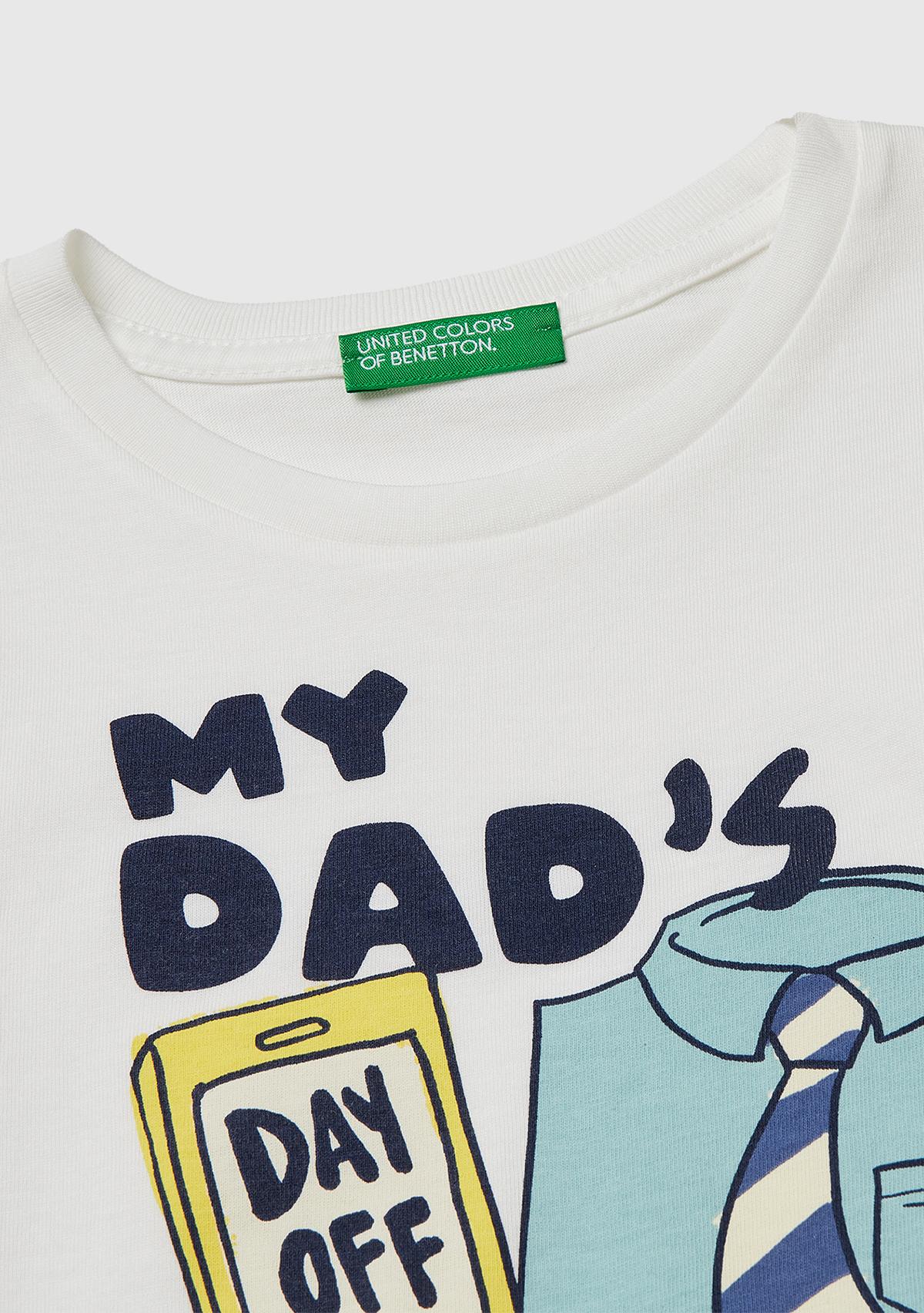 Erkek Çocuk Beyaz Çok Renkli Baskılı Bisiklet Yaka T-Shirt