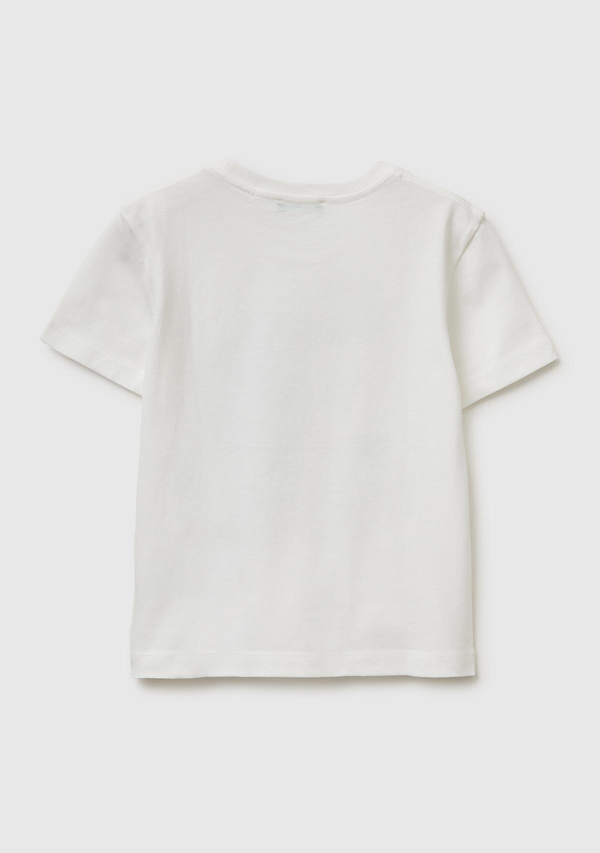 Erkek Çocuk Beyaz Çok Renkli Baskılı Bisiklet Yaka T-Shirt