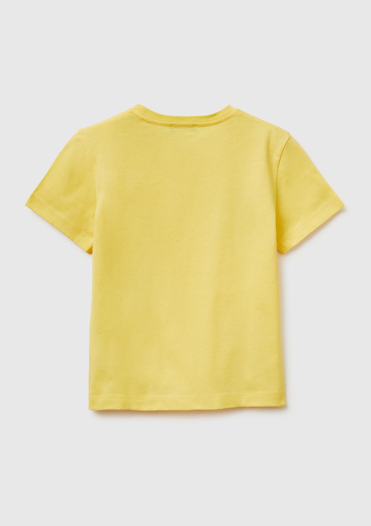 Erkek Çocuk Sarı Çok Renkli Baskılı Bisiklet Yaka T-Shirt