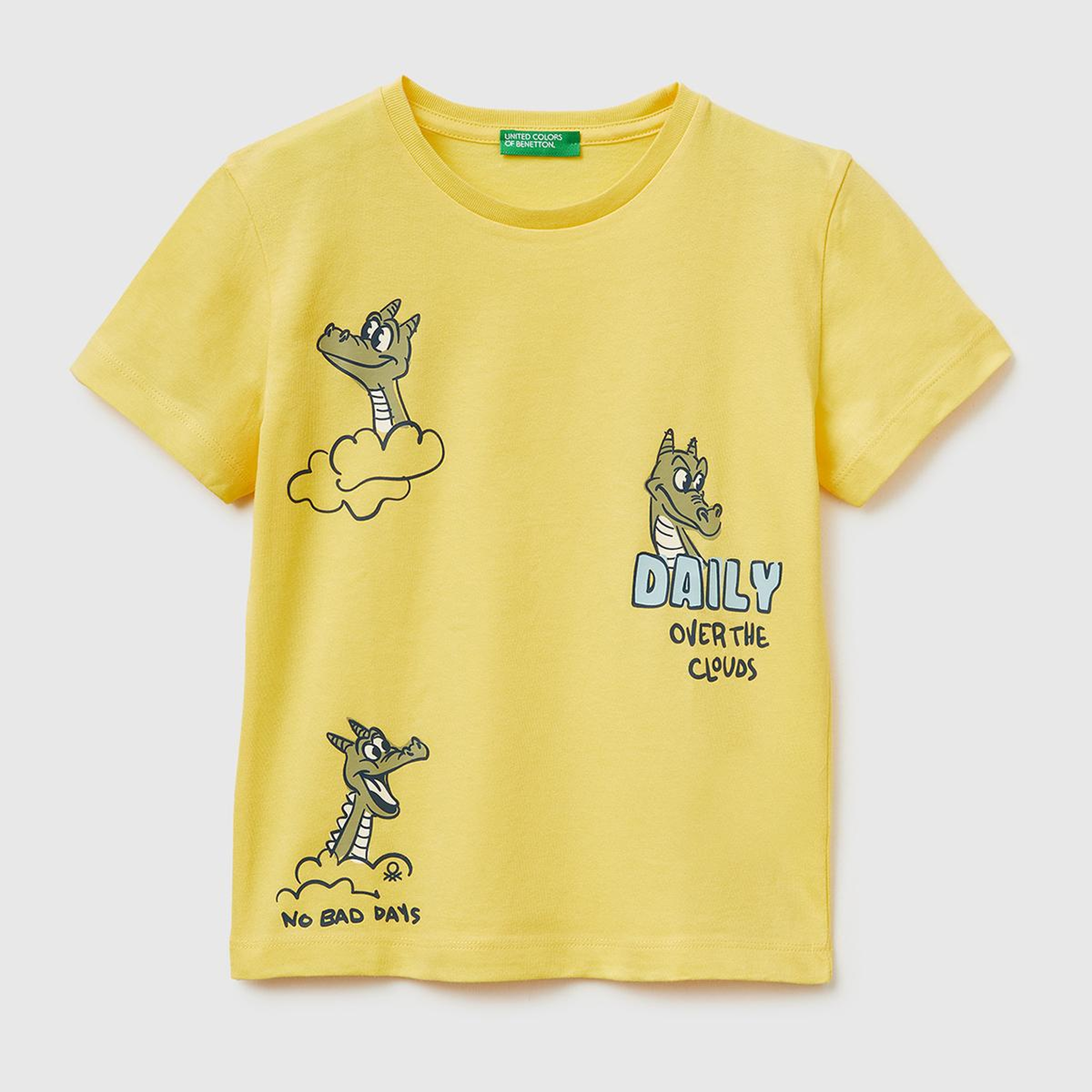 Erkek Çocuk Sarı Çok Renkli Baskılı Bisiklet Yaka T-Shirt