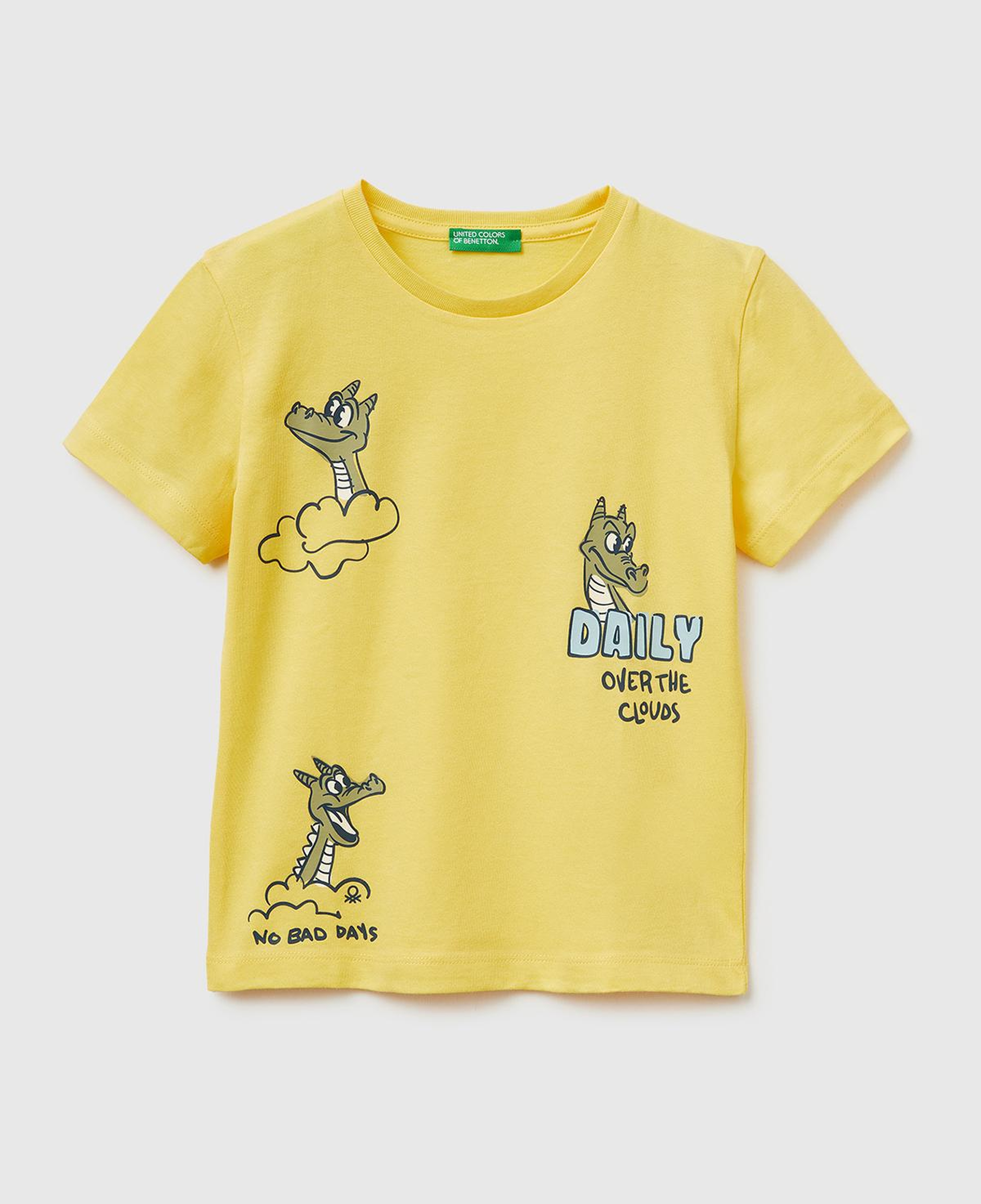 Erkek Çocuk Sarı Çok Renkli Baskılı Bisiklet Yaka T-Shirt