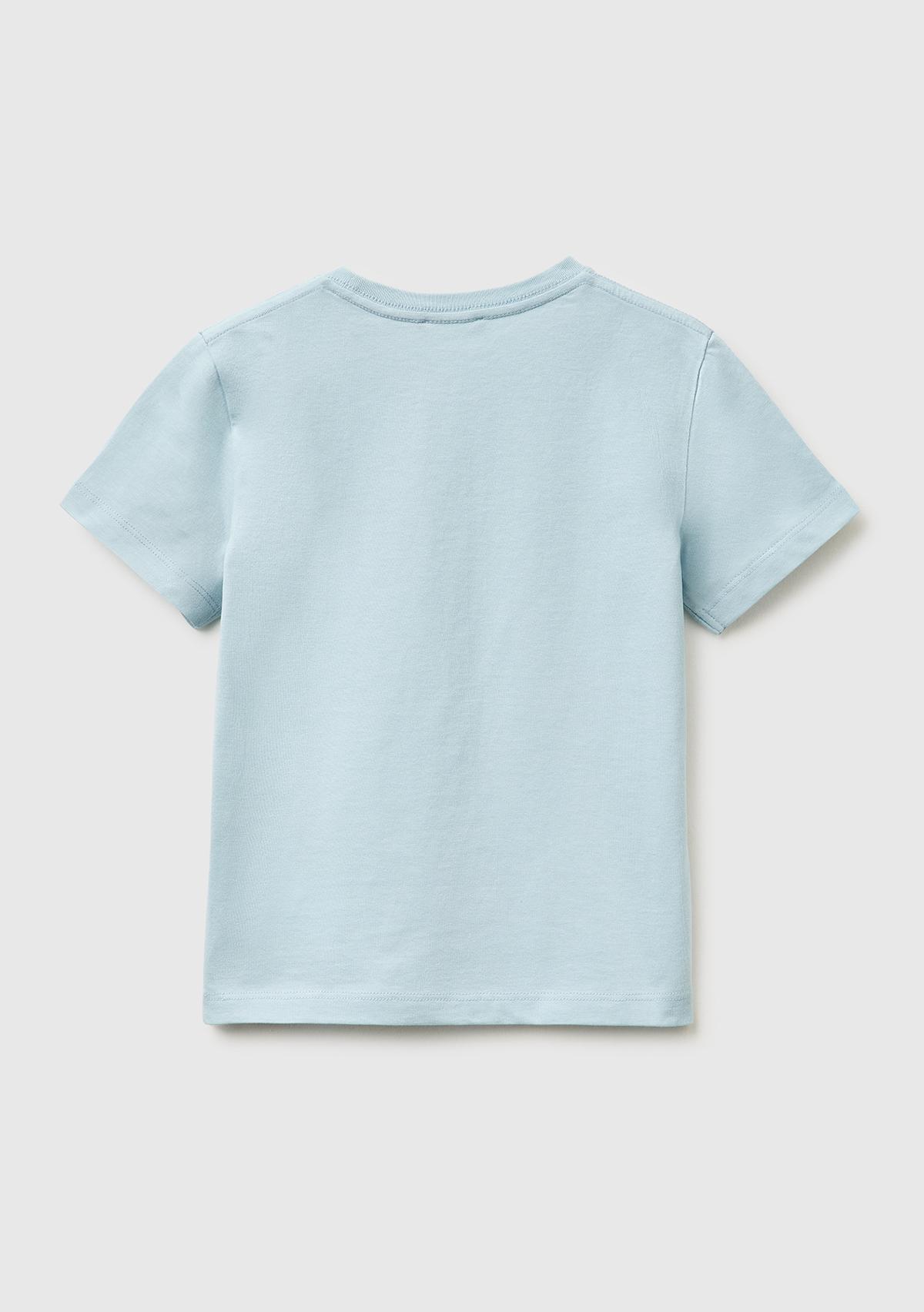 Erkek Çocuk Buz Mavisi Çok Renkli Baskılı Bisiklet Yaka T-Shirt