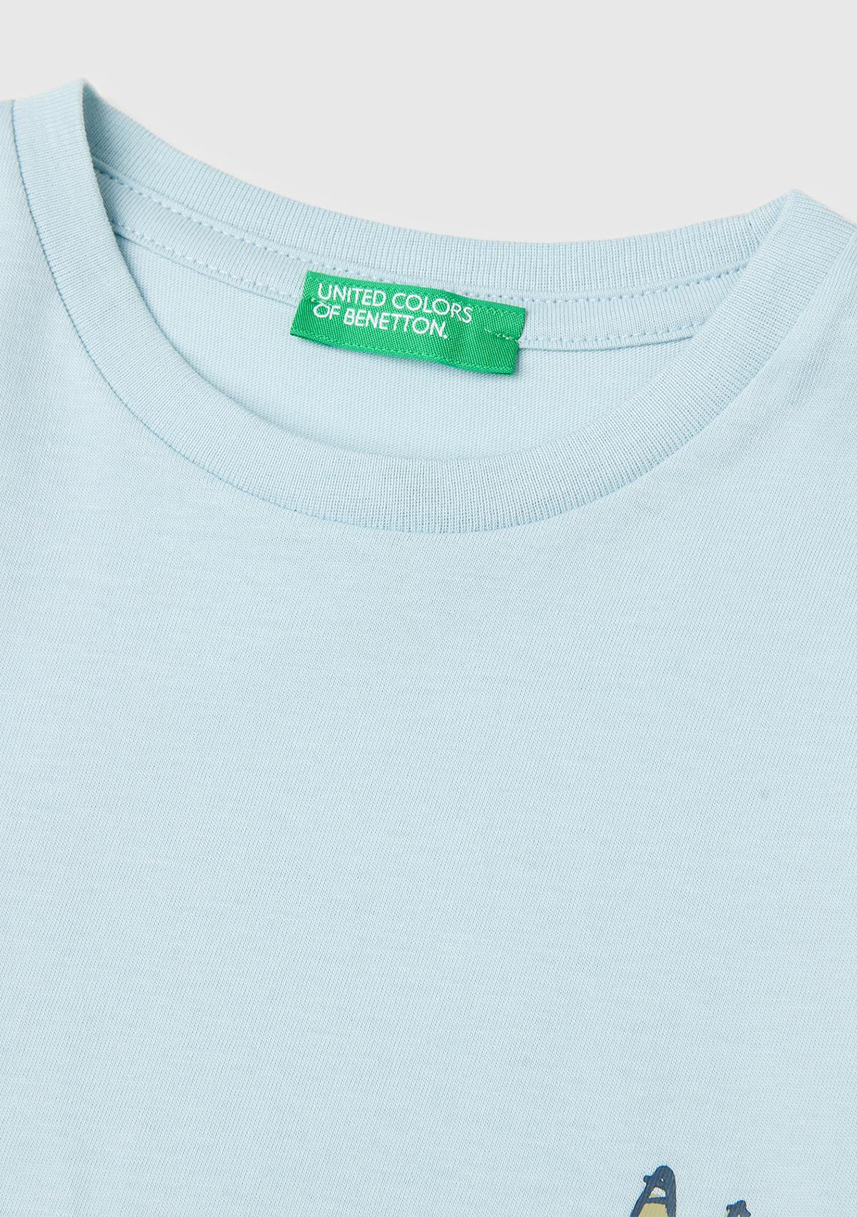Erkek Çocuk Buz Mavisi Çok Renkli Baskılı Bisiklet Yaka T-Shirt