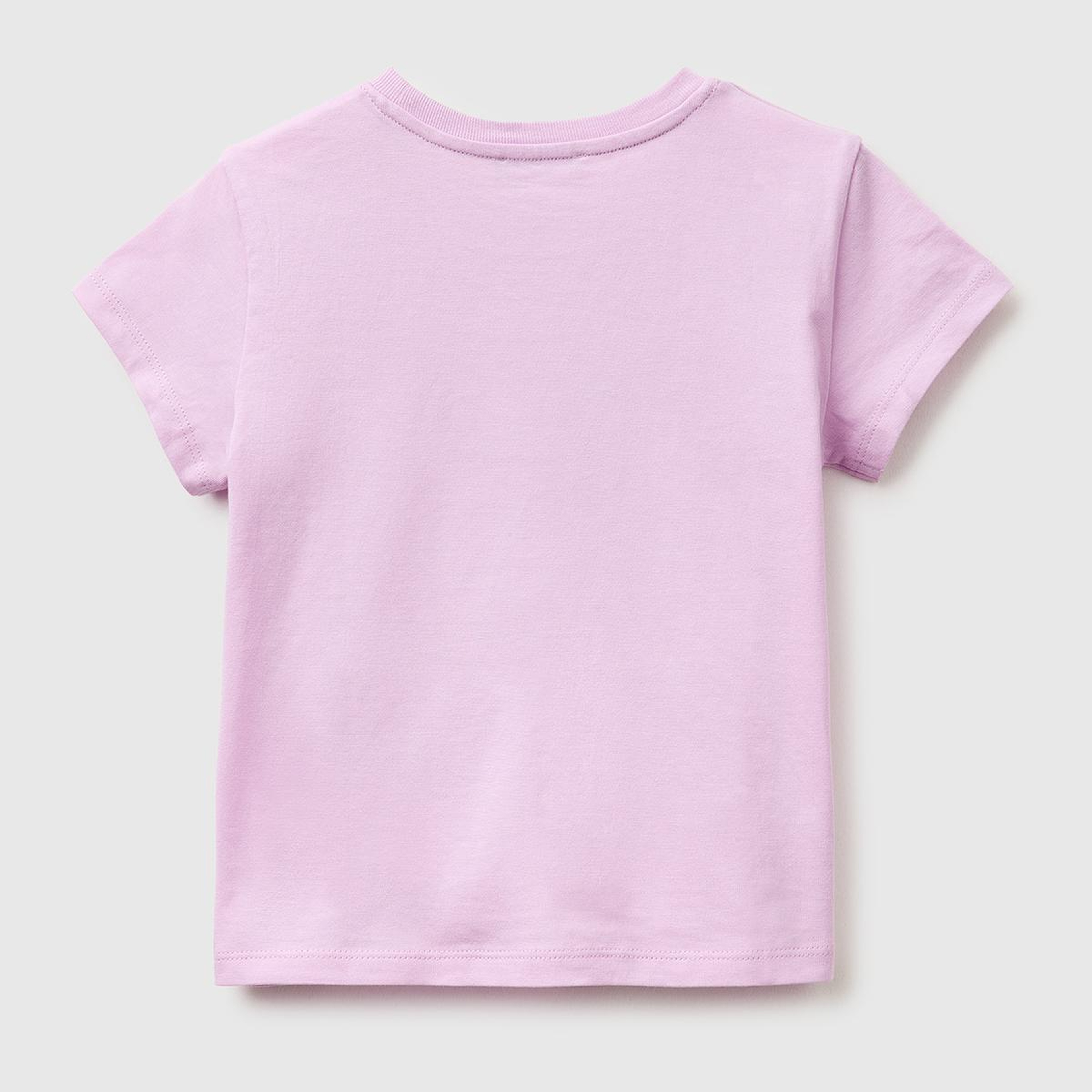 Kız Çocuk Pembe Simli Su Bazlı Baskılı Bisiklet Yaka T-Shirt