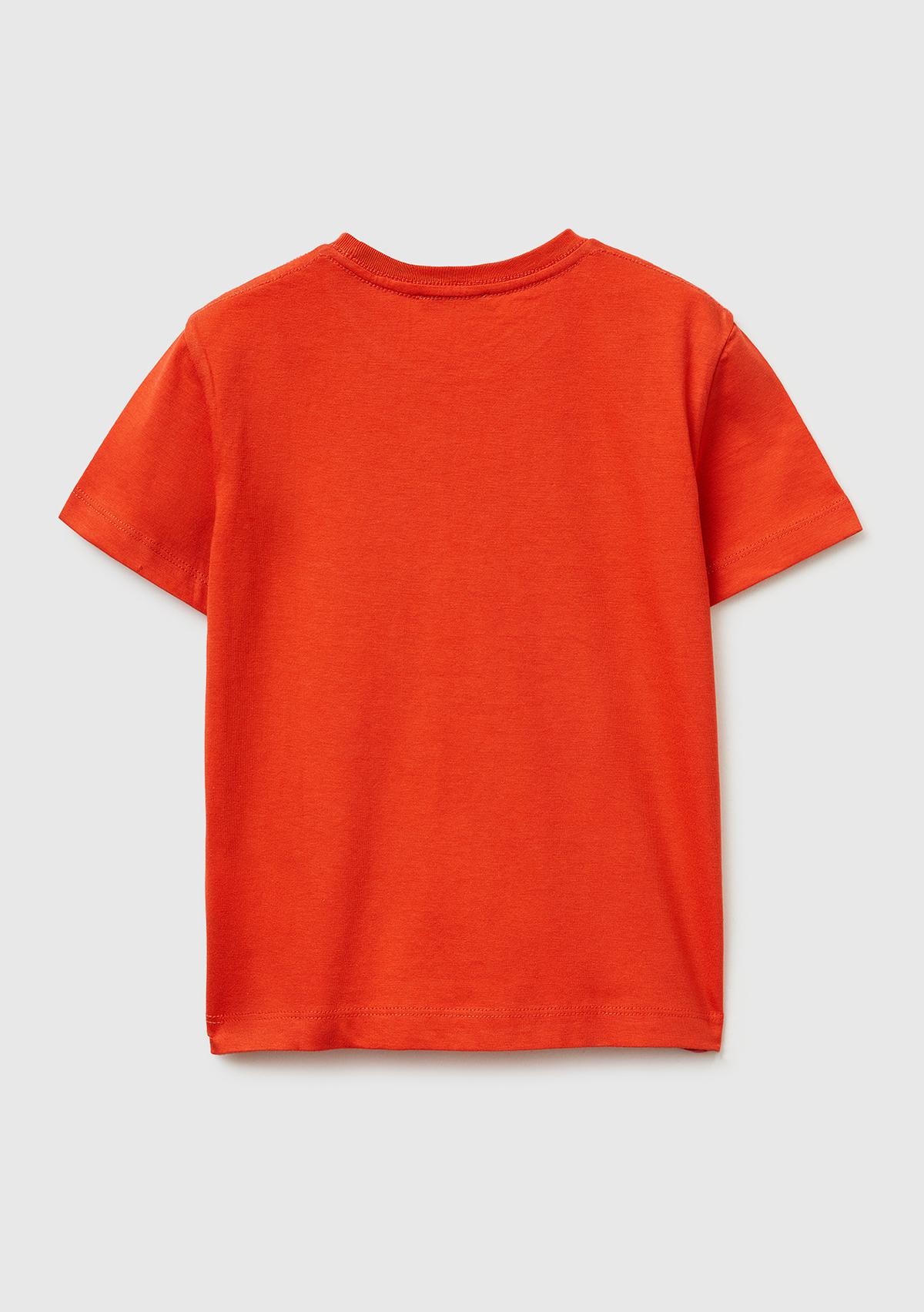 Erkek Çocuk Kırmızı Çok Renkli Baskılı Bisiklet Yaka T-Shirt