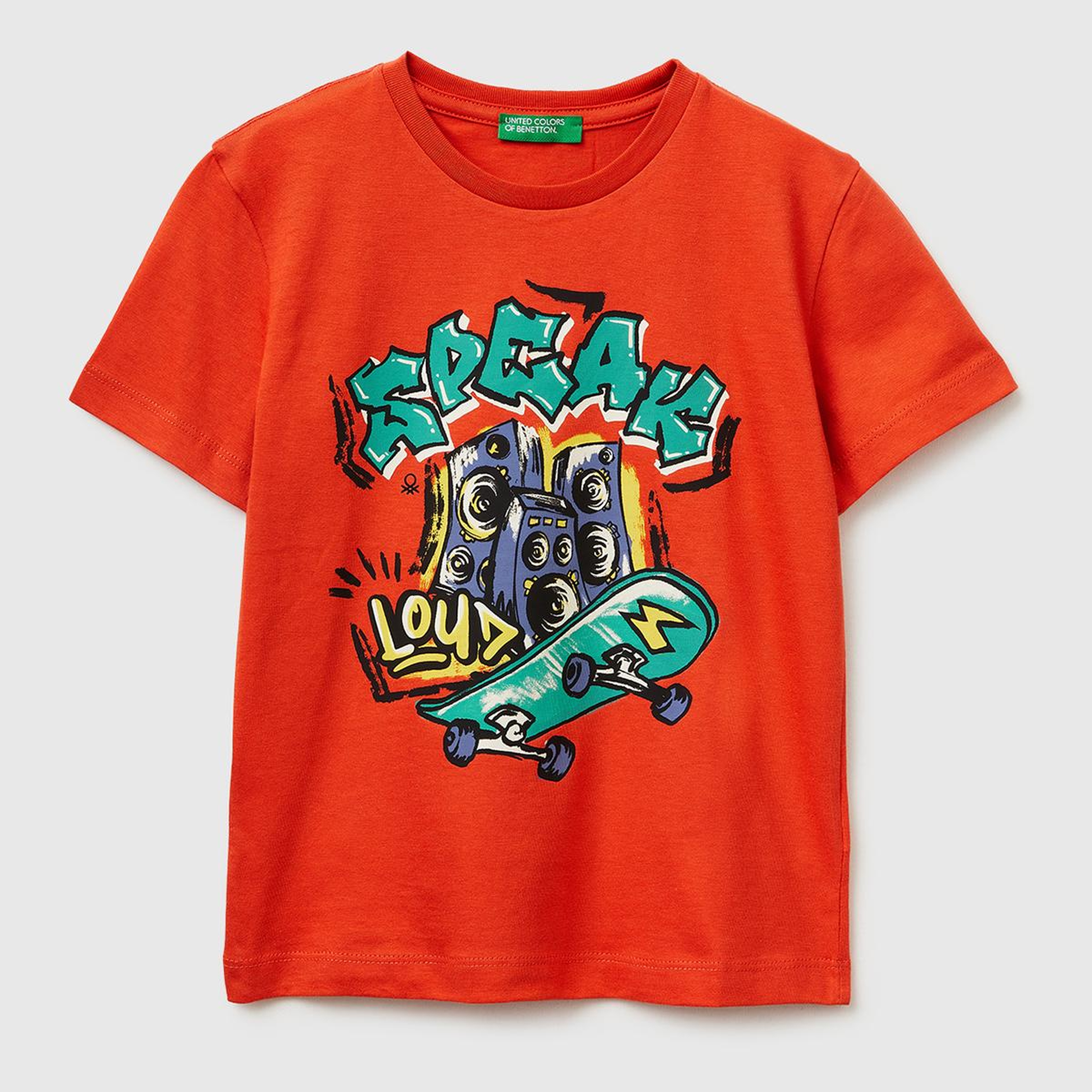 Erkek Çocuk Kırmızı Çok Renkli Baskılı Bisiklet Yaka T-Shirt