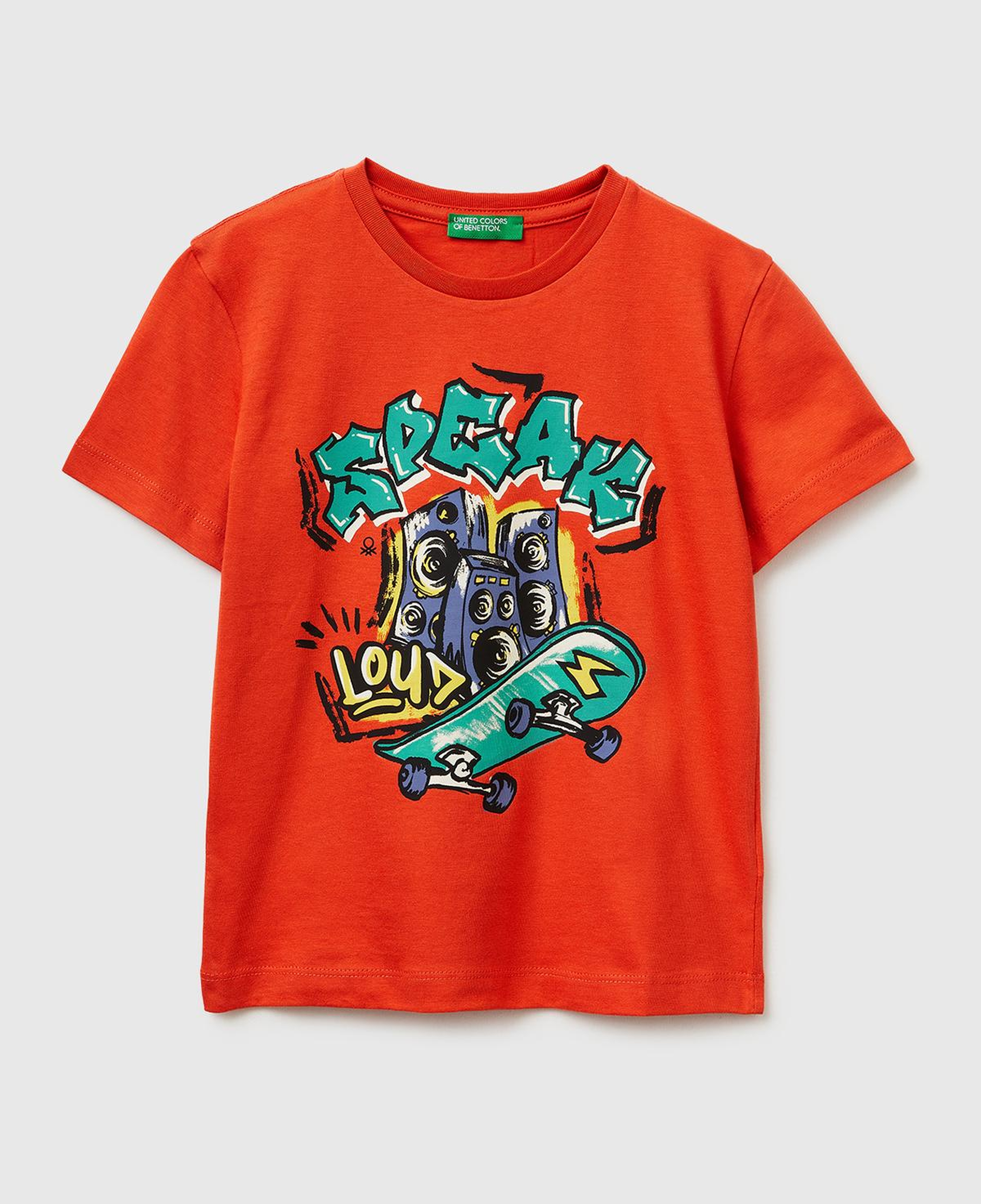 Erkek Çocuk Kırmızı Çok Renkli Baskılı Bisiklet Yaka T-Shirt