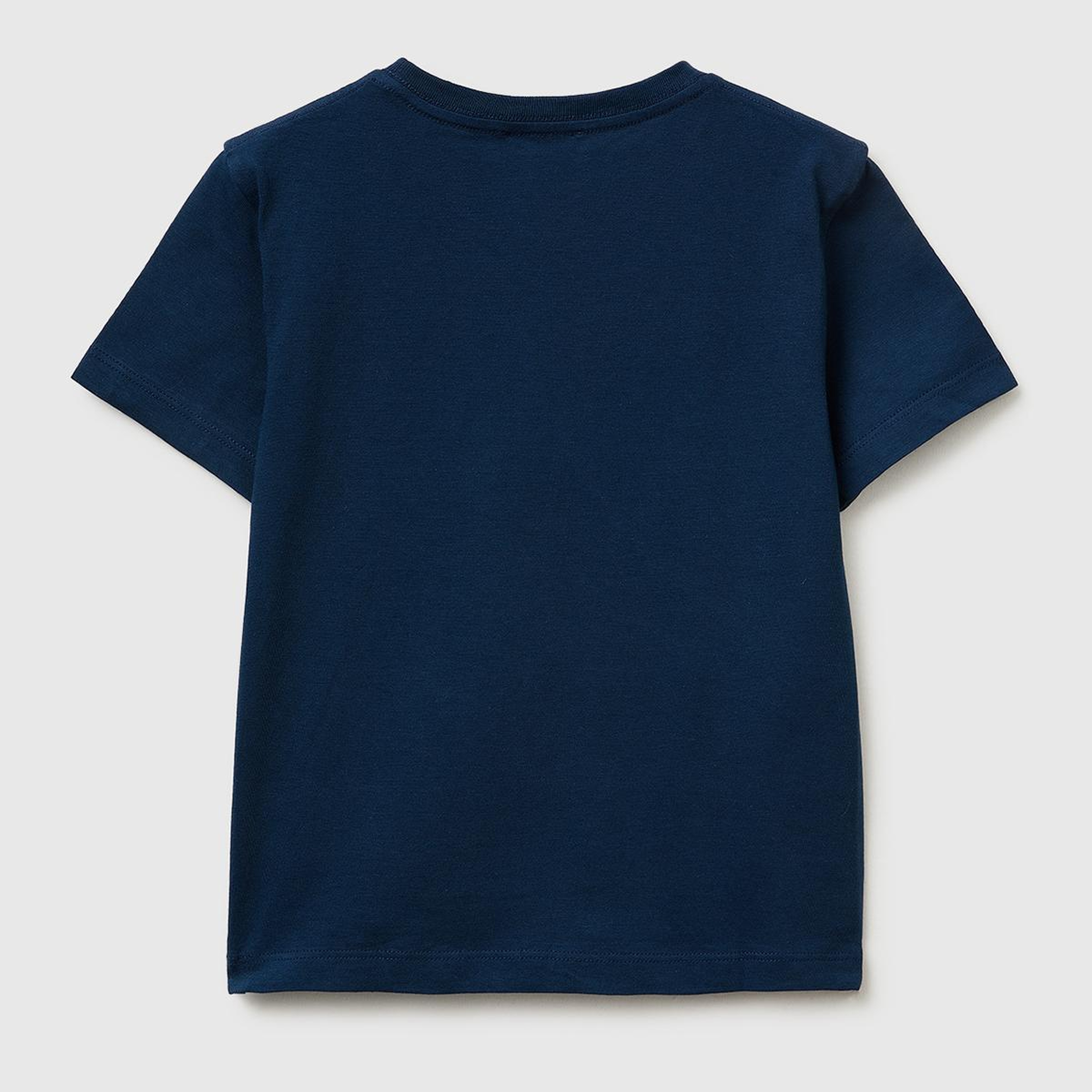 Erkek Çocuk Koyu Lacivert Çok Renkli Baskılı Bisiklet Yaka T-Shirt