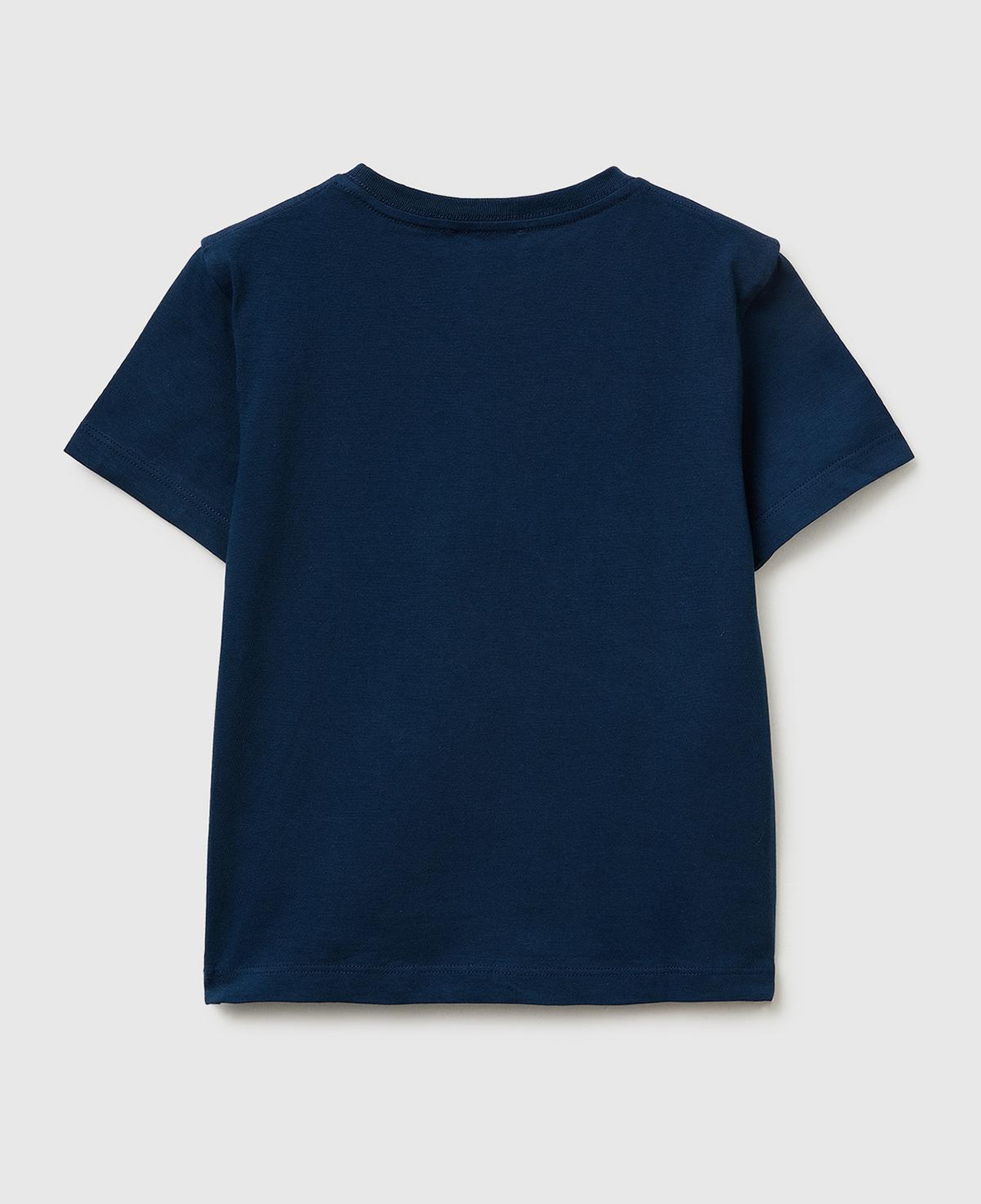 Erkek Çocuk Koyu Lacivert Çok Renkli Baskılı Bisiklet Yaka T-Shirt