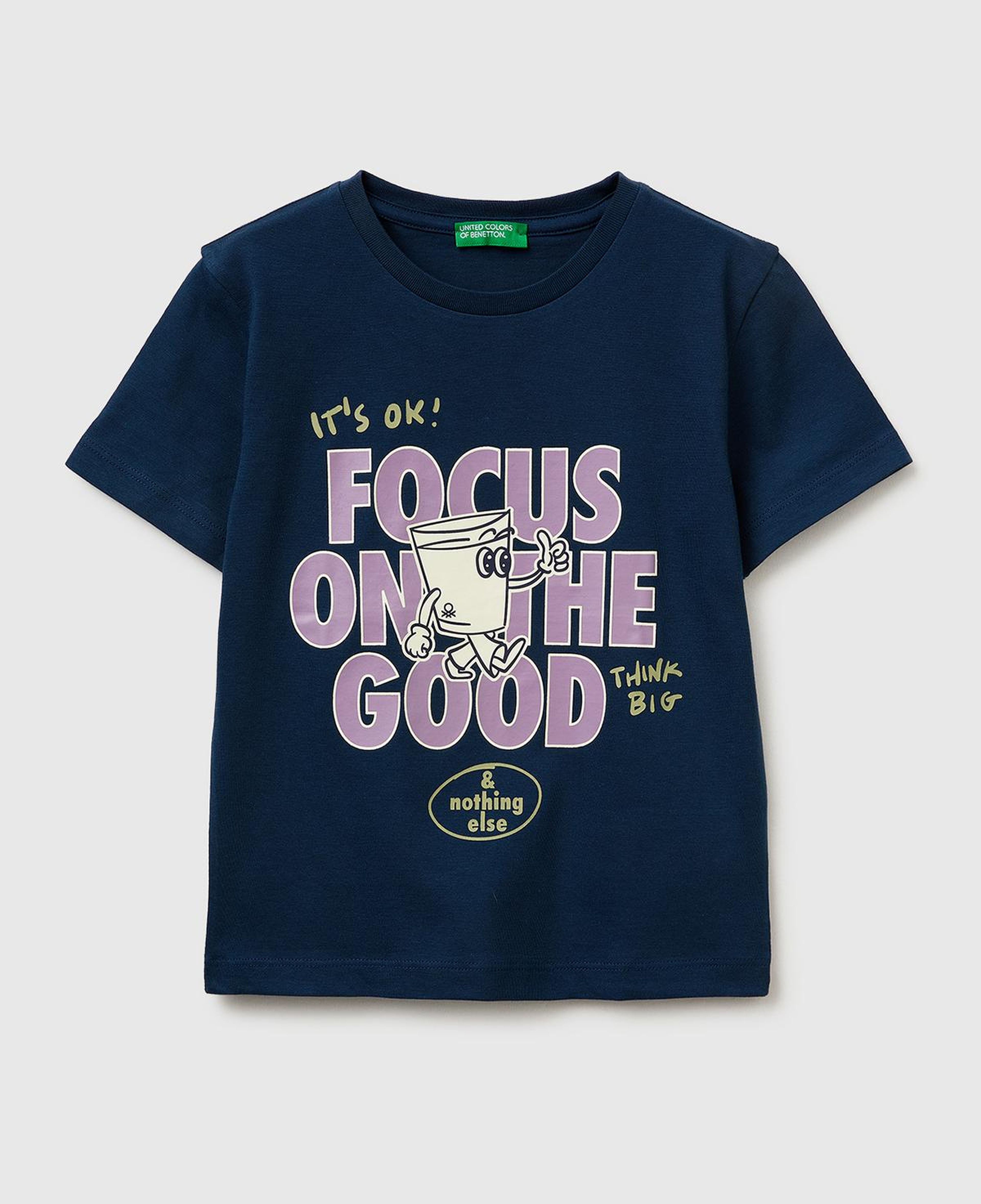 Erkek Çocuk Koyu Lacivert Çok Renkli Baskılı Bisiklet Yaka T-Shirt