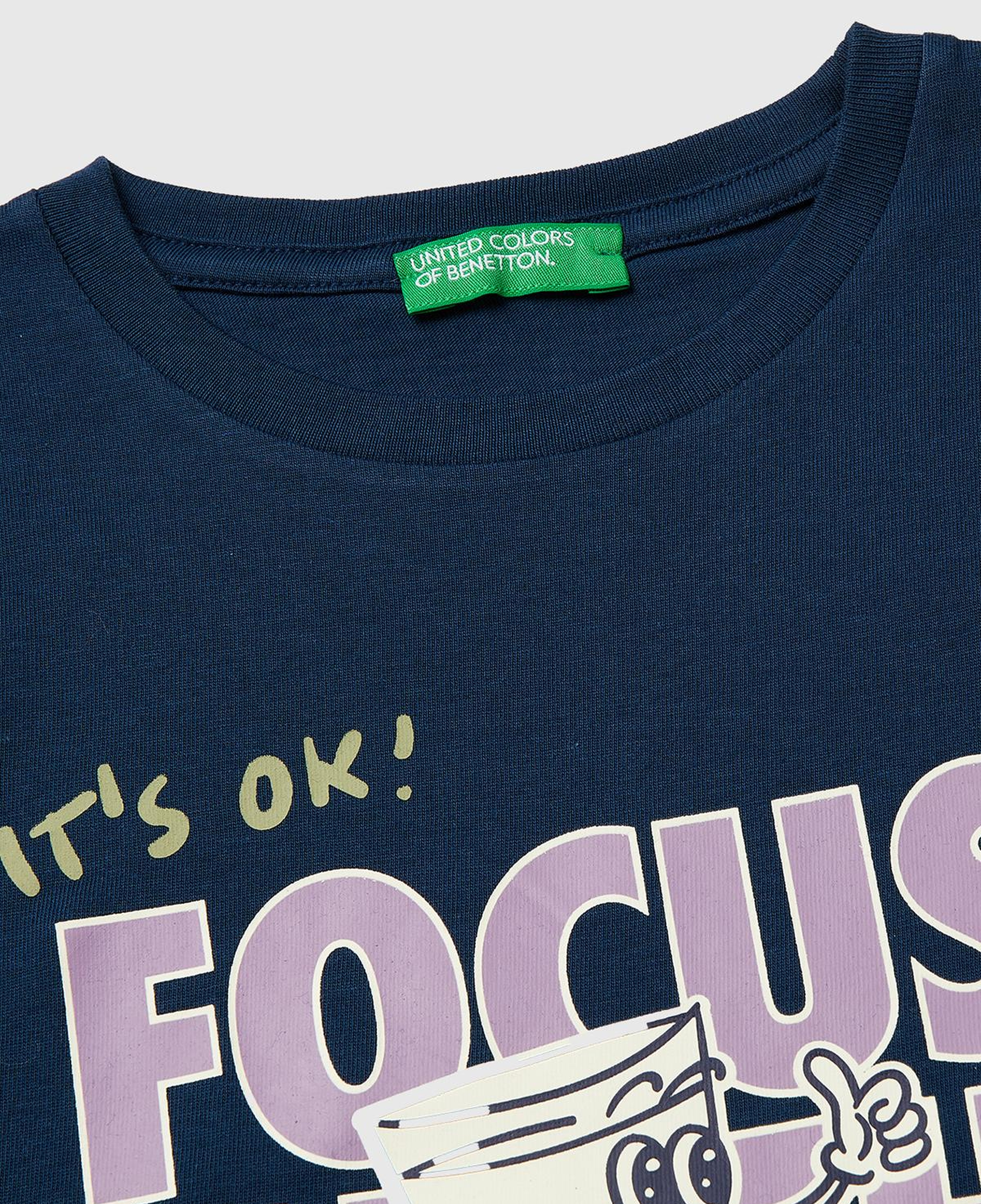 Erkek Çocuk Koyu Lacivert Çok Renkli Baskılı Bisiklet Yaka T-Shirt