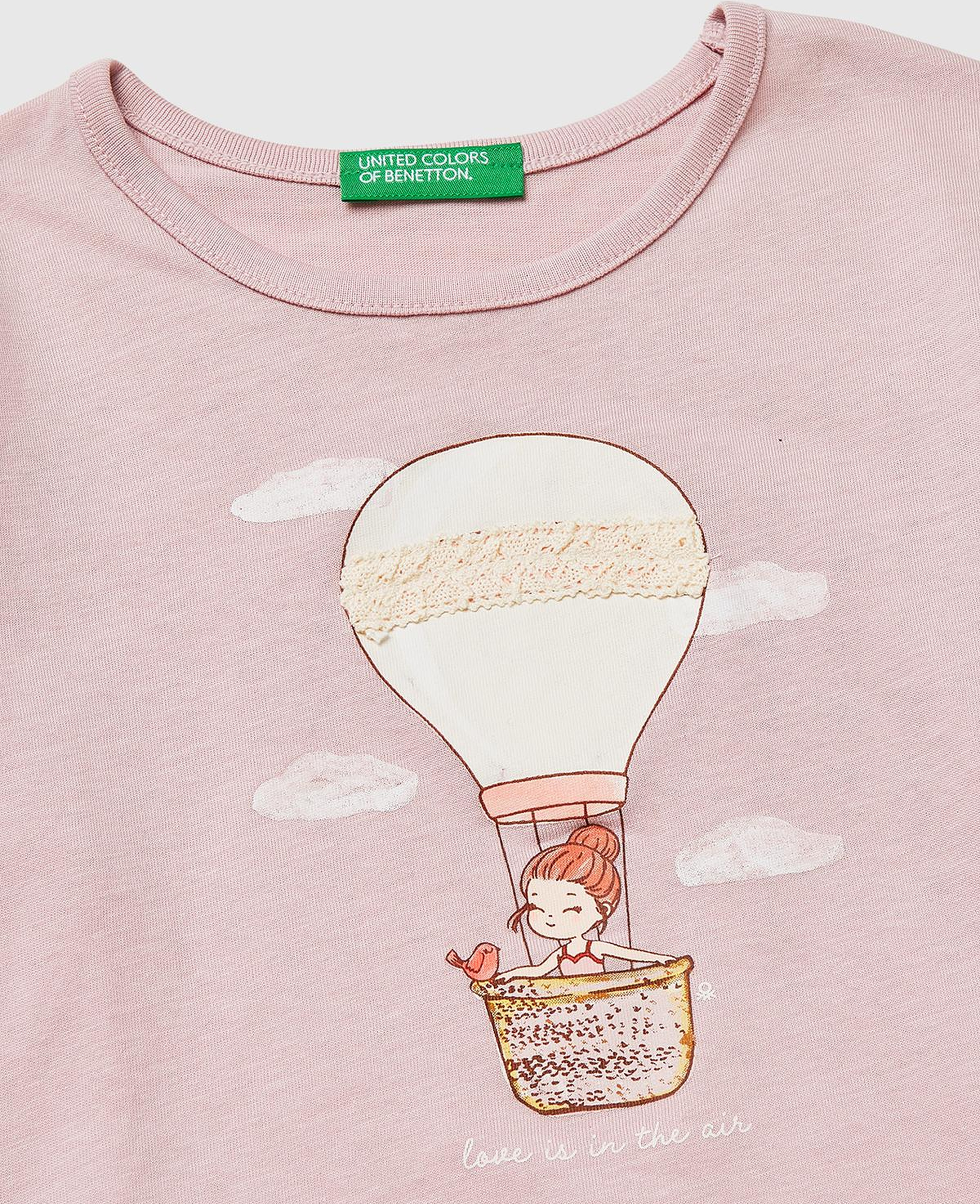 Kız Çocuk Gül Kurusu Baskılı Uzun Kollu Bisiklet Yaka T-Shirt