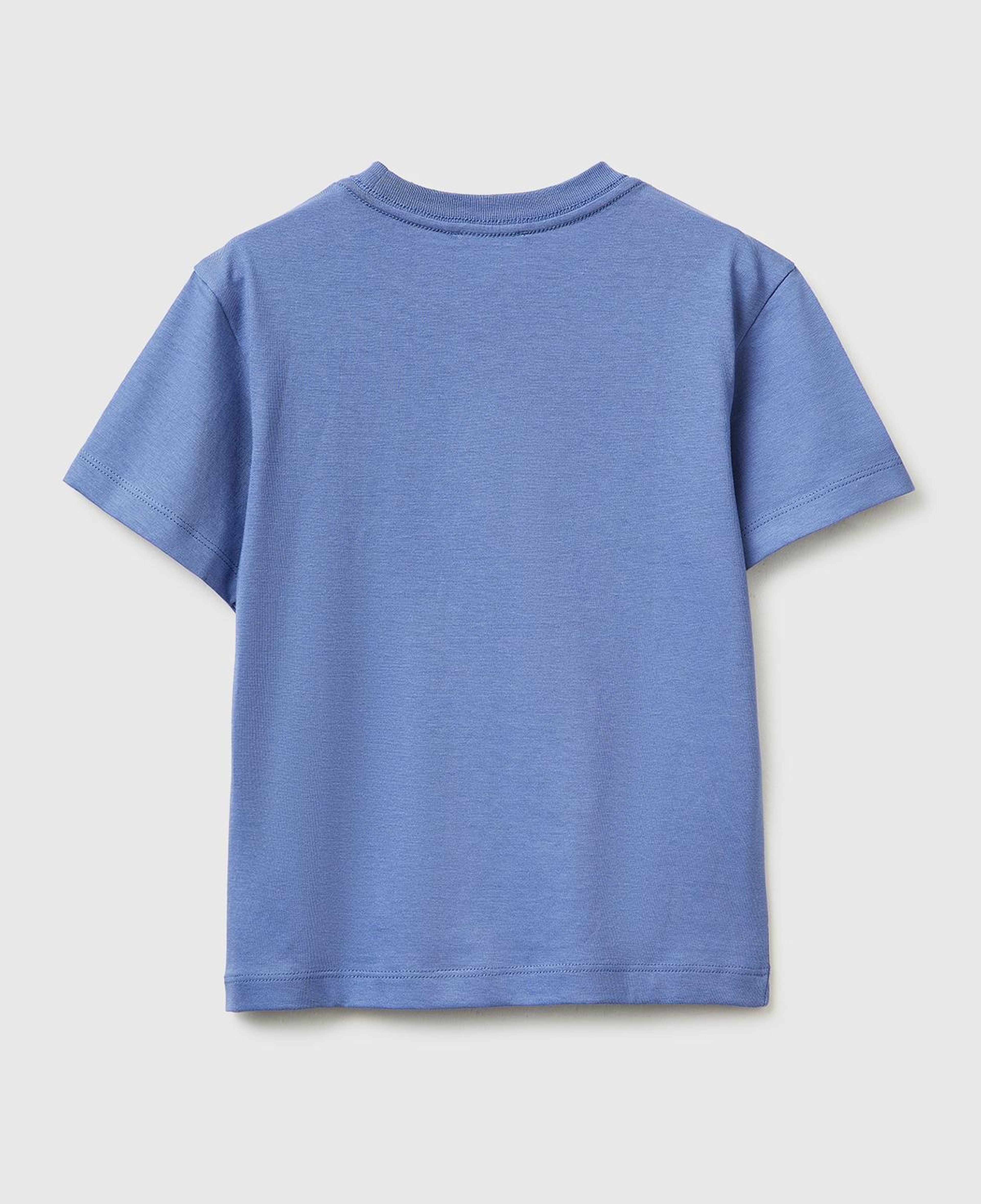 Erkek Çocuk Havacı Mavi Baskılı Logo Etiketli Bisiklet Yaka Kısa Kollu T-Shirt