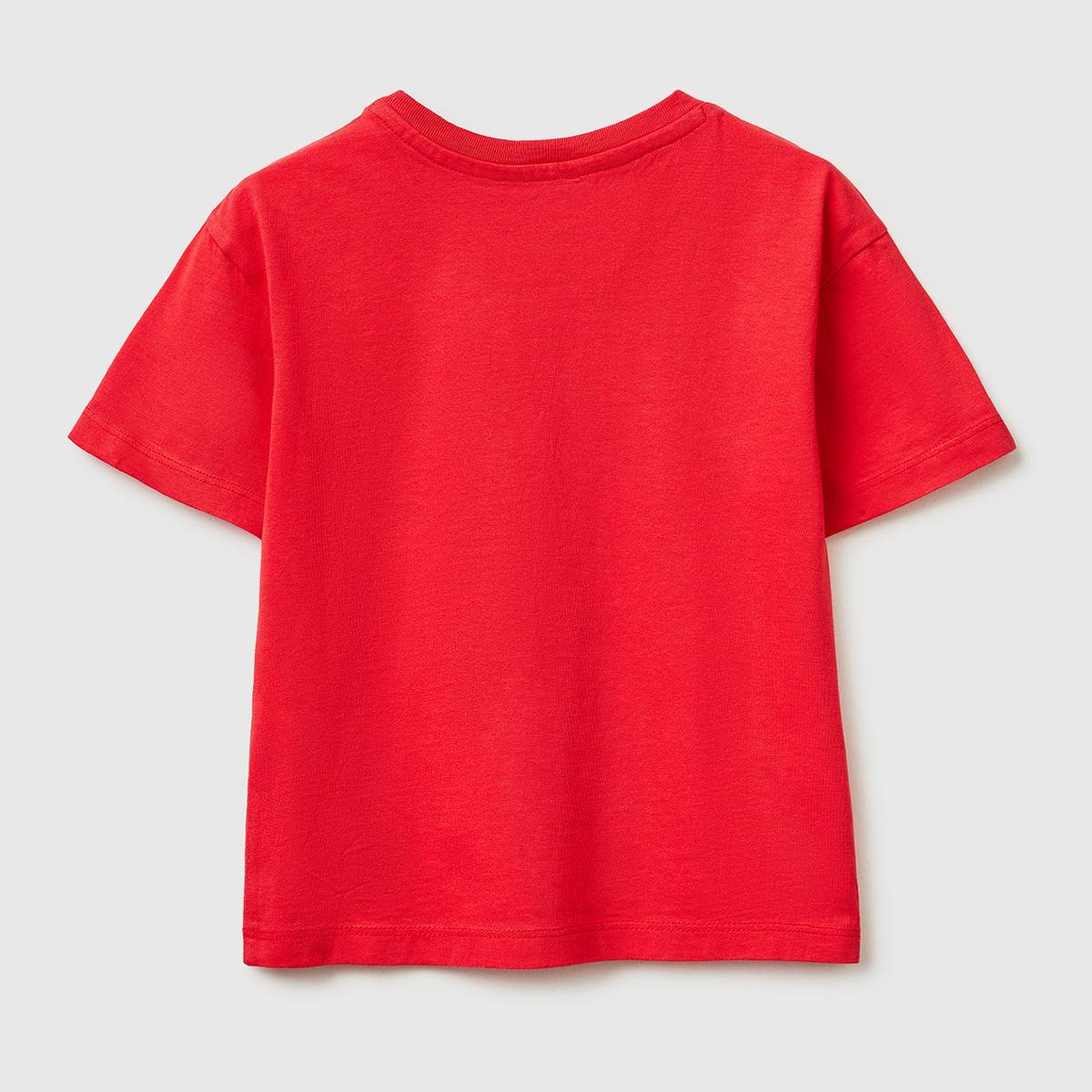 Kız Çocuk Kırmızı Aplike İşlemeli Kısa Kollu Bisiklet Yaka T-Shirt