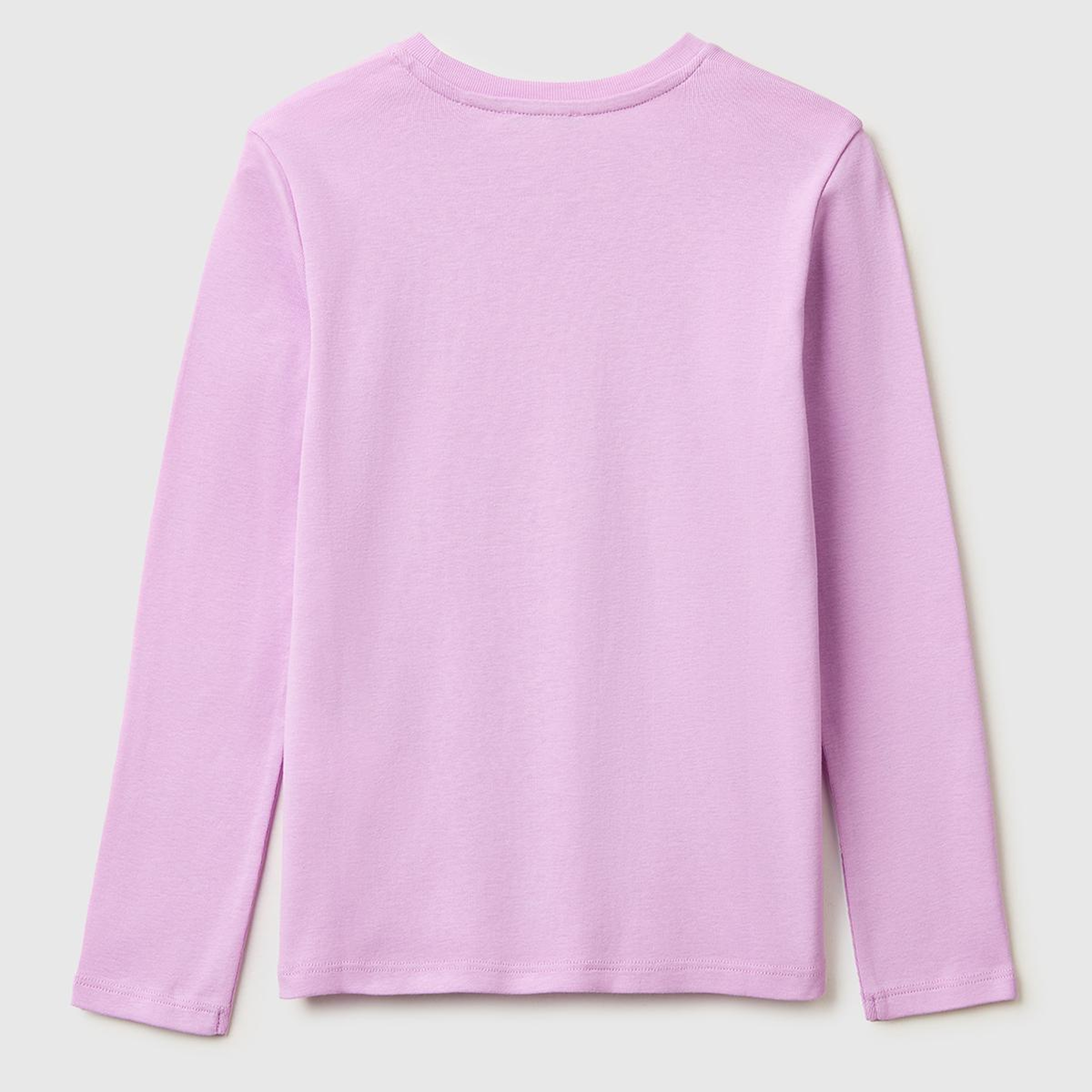 Kız Çocuk Pembe Simli Logo Detaylı Bisiklet Yaka Uzun Kollu T-Shirt