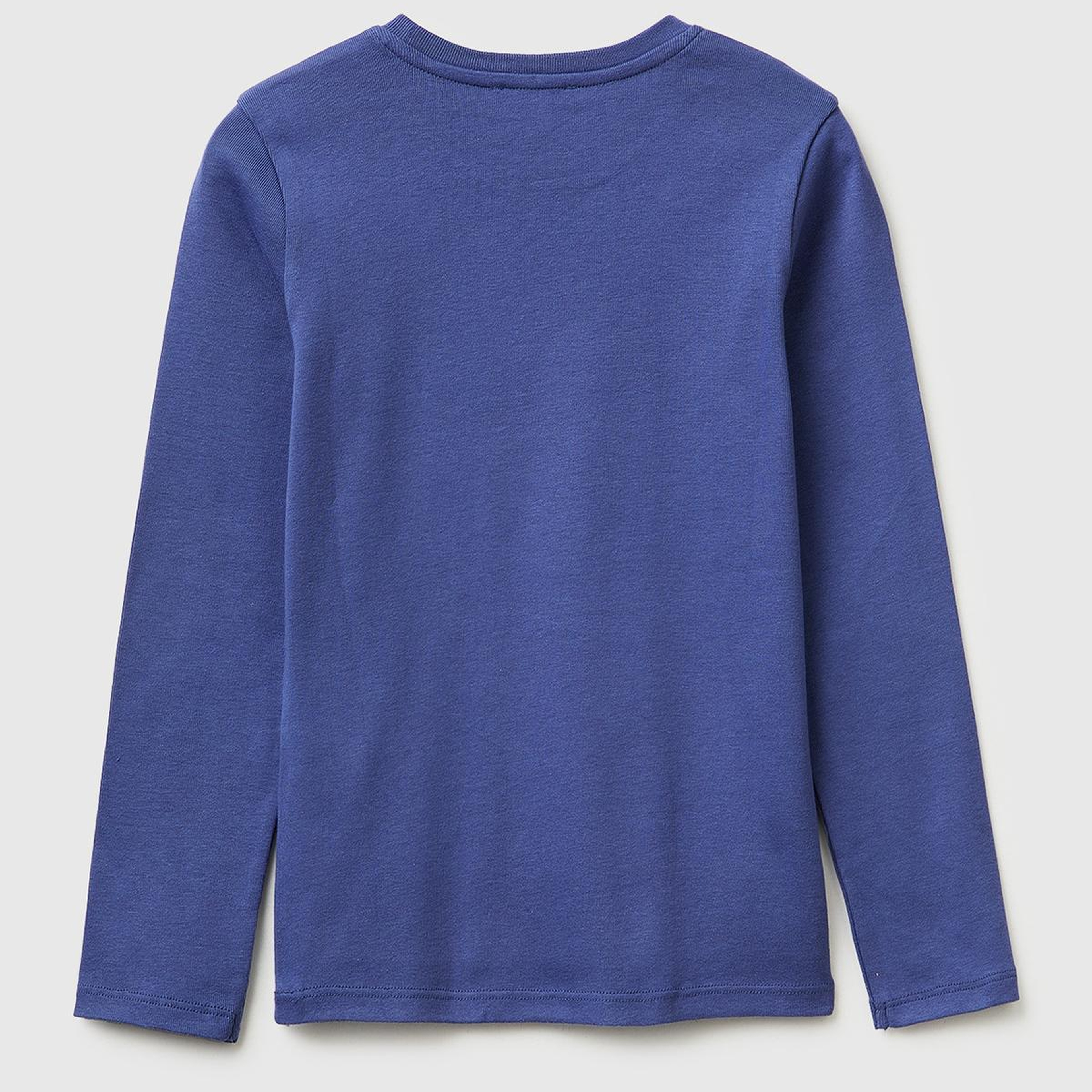 Kız Çocuk Koyu Lacivert Simli Logo Detaylı Bisiklet Yaka Uzun Kollu T-Shirt