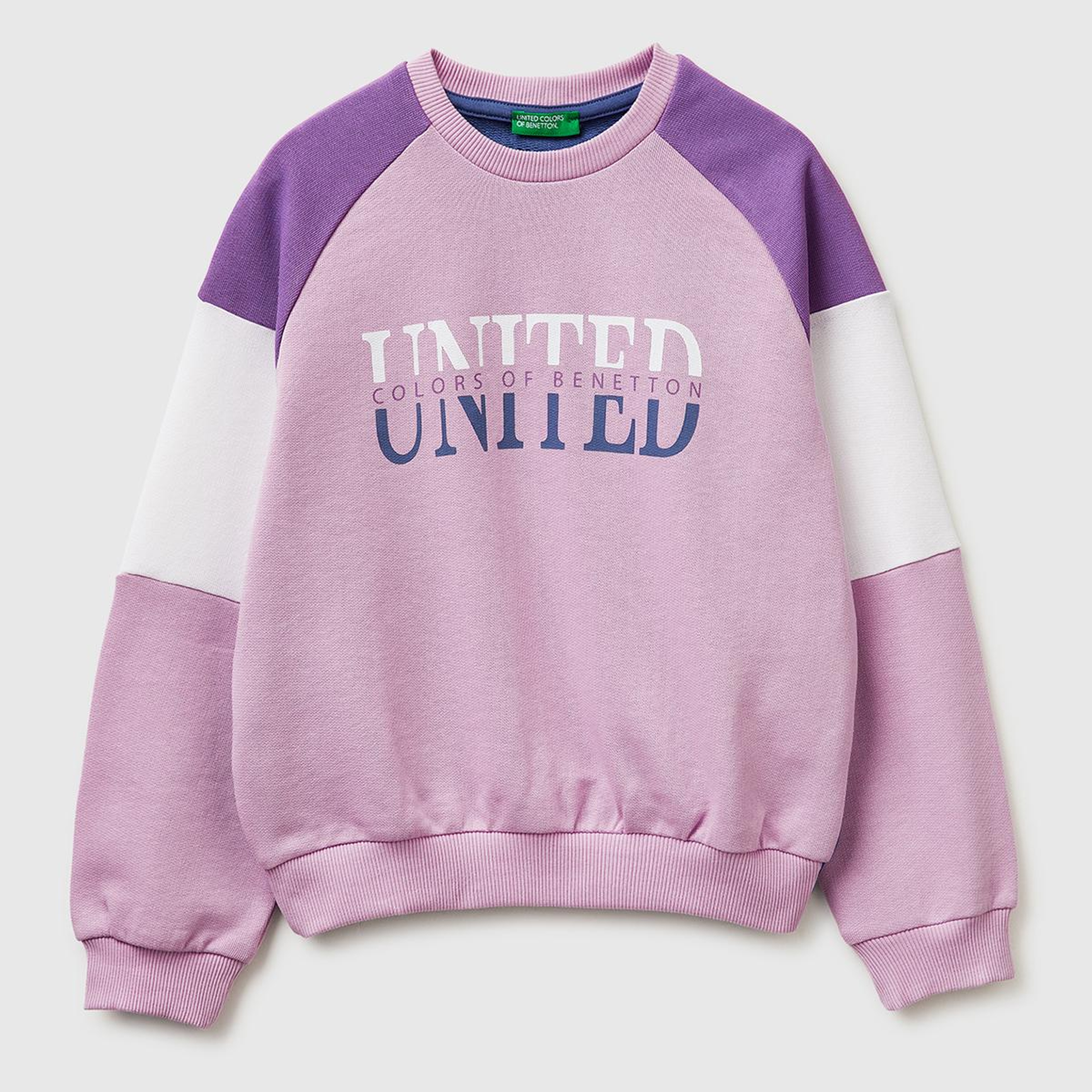 Kız Çocuk Pembe Renkli Baskılı Kontrast Detaylı Logolu Bisiklet Yaka Sweatshirt