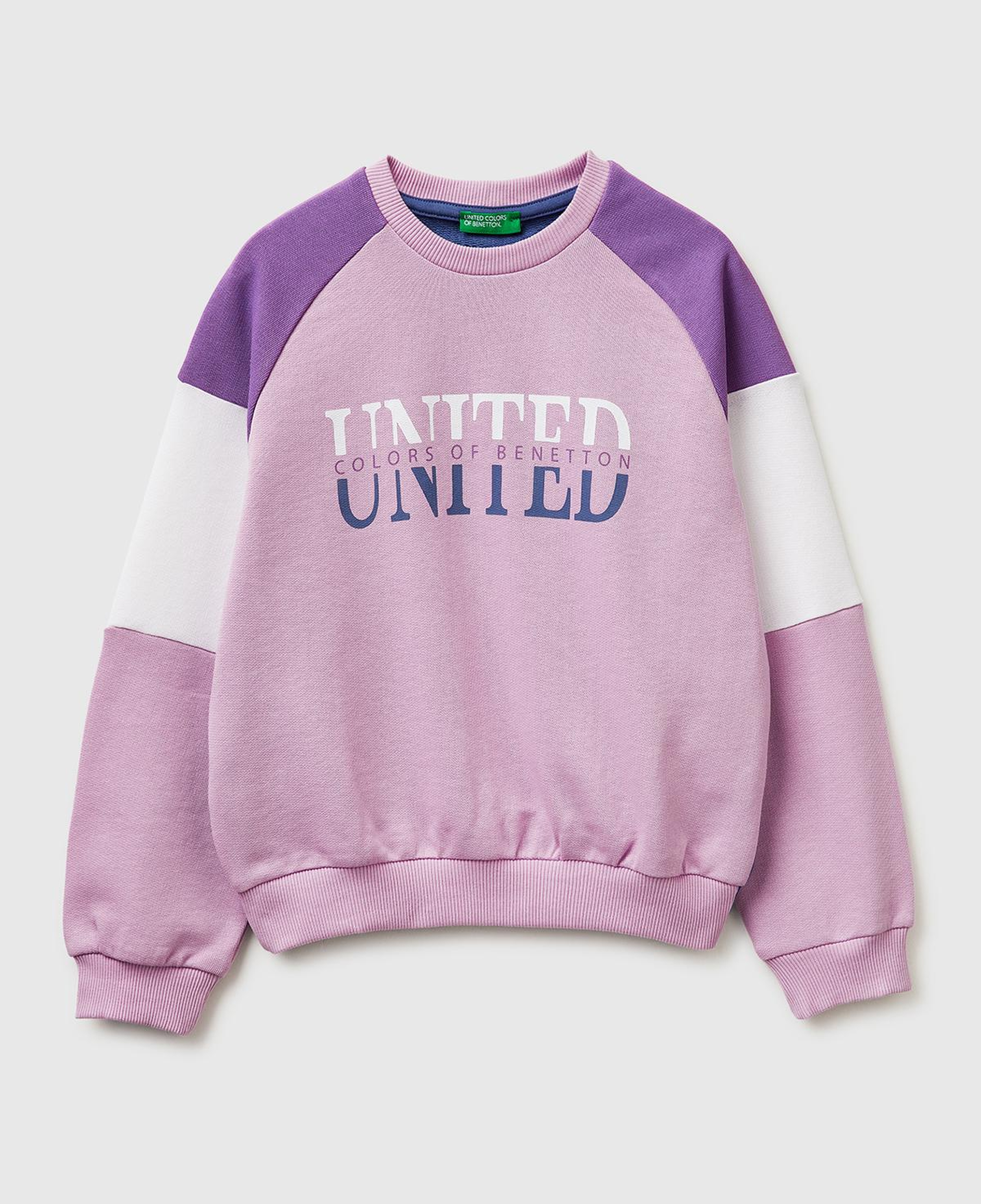 Kız Çocuk Pembe Renkli Baskılı Kontrast Detaylı Logolu Bisiklet Yaka Sweatshirt