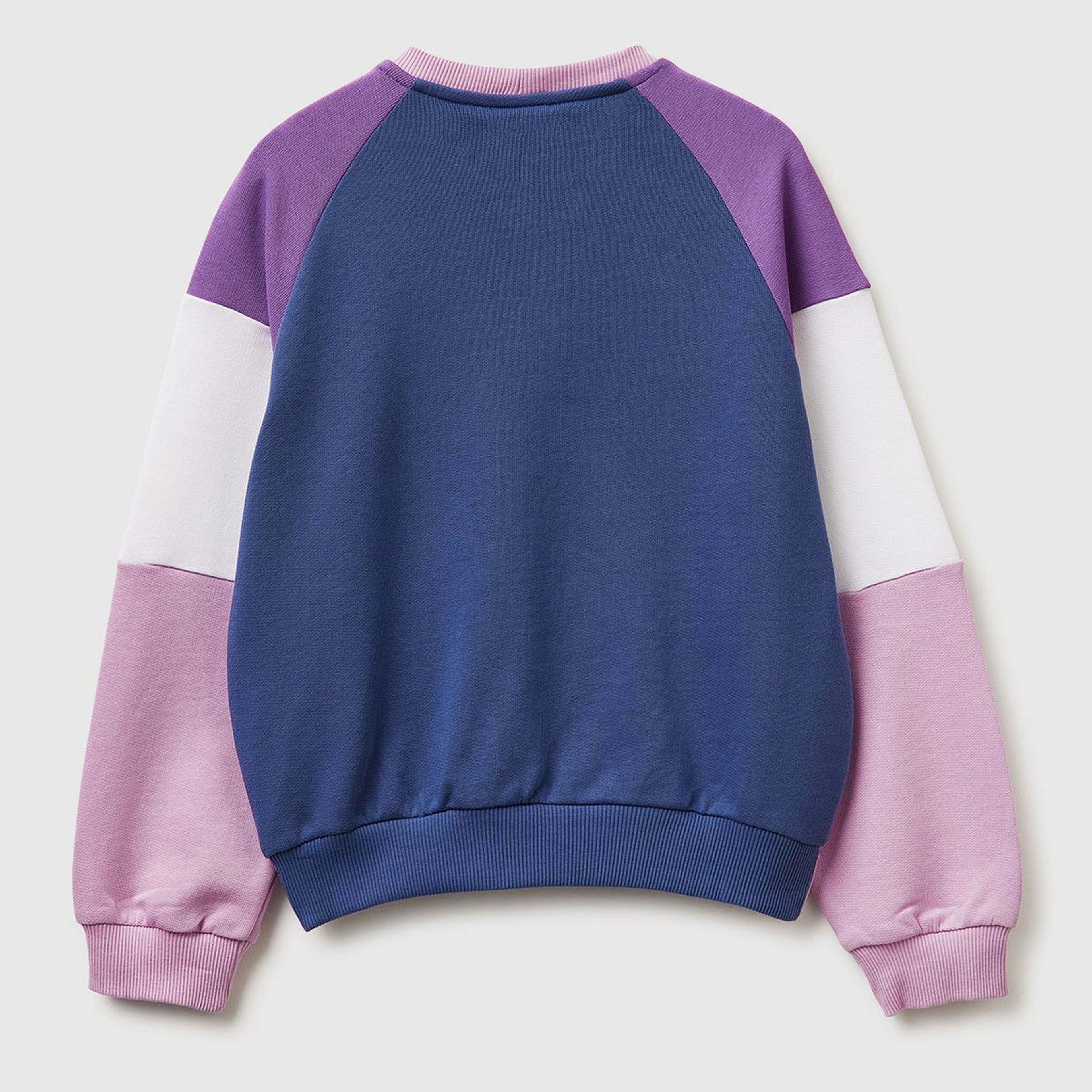 Kız Çocuk Pembe Renkli Baskılı Kontrast Detaylı Logolu Bisiklet Yaka Sweatshirt