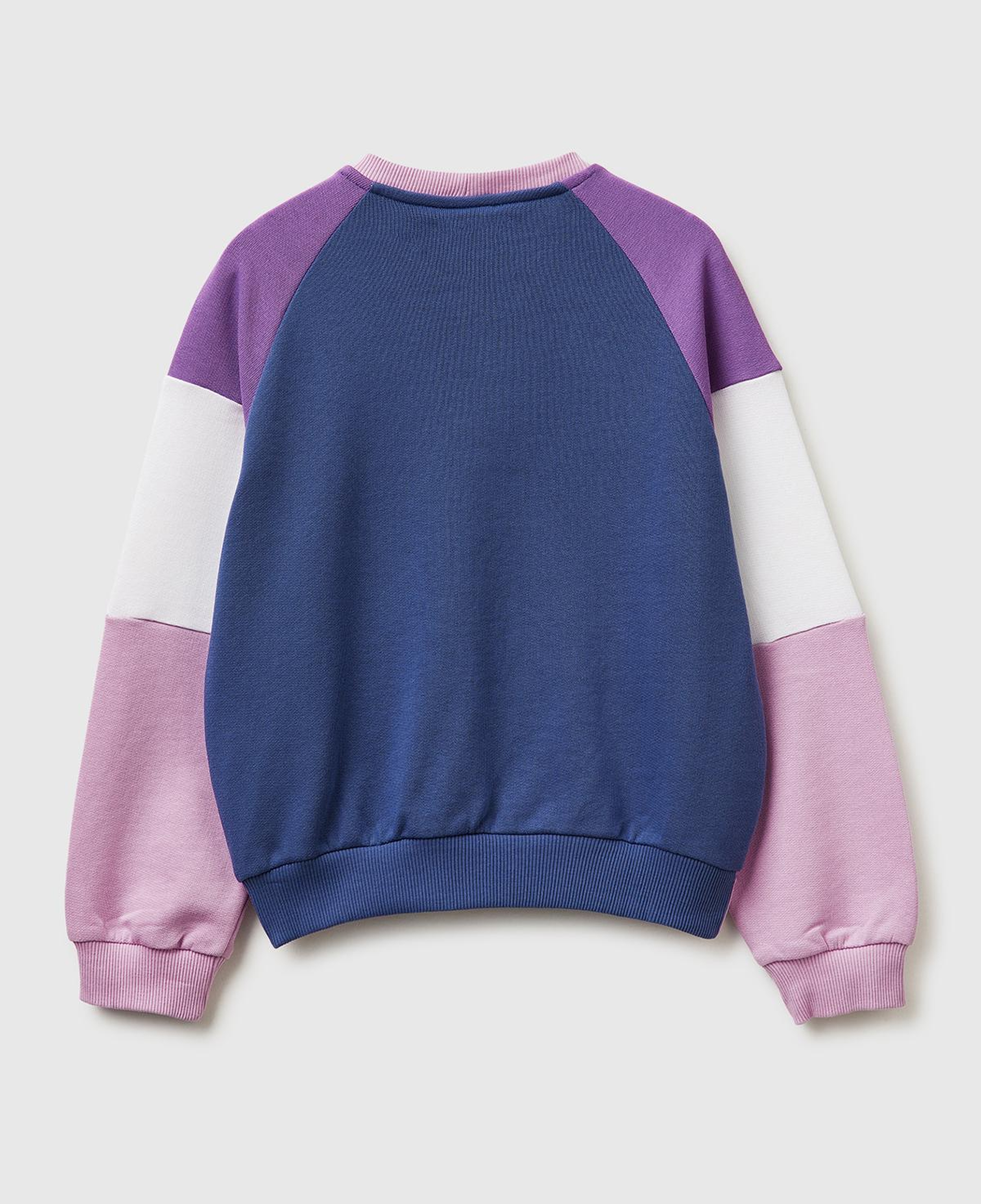 Kız Çocuk Pembe Renkli Baskılı Kontrast Detaylı Logolu Bisiklet Yaka Sweatshirt