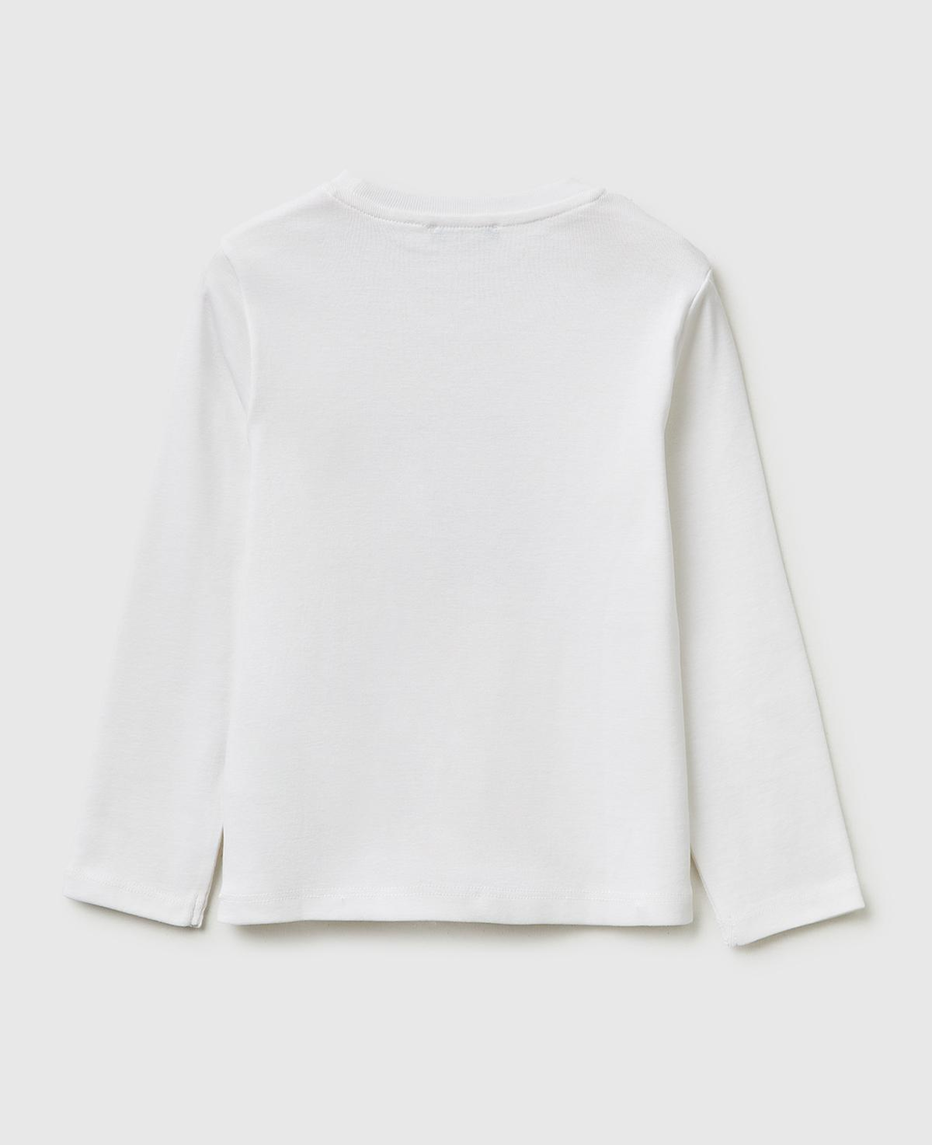Kız Çocuk Beyaz Simli Renkli Grafik Baskılı Yuvarlak Yaka Uzun Kollu T-Shirt