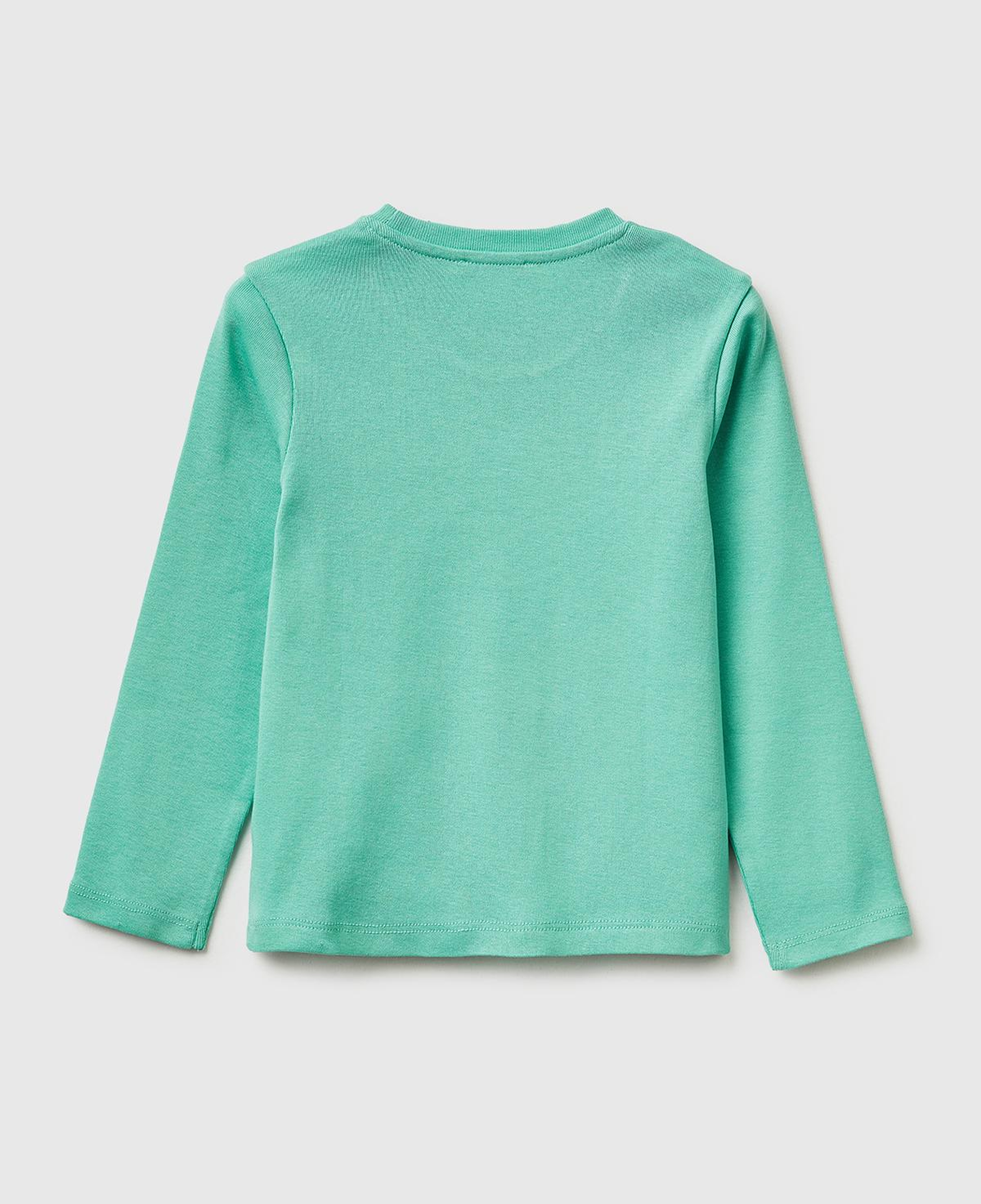 Kız Çocuk Mint Simli Renkli Grafik Baskılı Yuvarlak Yaka Uzun Kollu T-Shirt